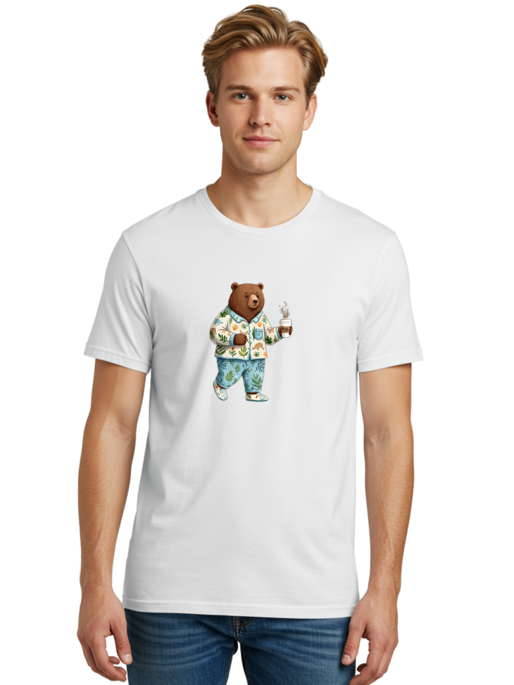Bear-In-Pajamas-3 Men'S Graphic Tee, 100% Cotton, Comfortable Casual Summer Wear, Machine Washable, Vintage Camera, Old Camera, Antique Camera, Black Camera, Classic Photography, Photography Equipment, Nostalgic Device, Film Camera, Camera Art Bah571