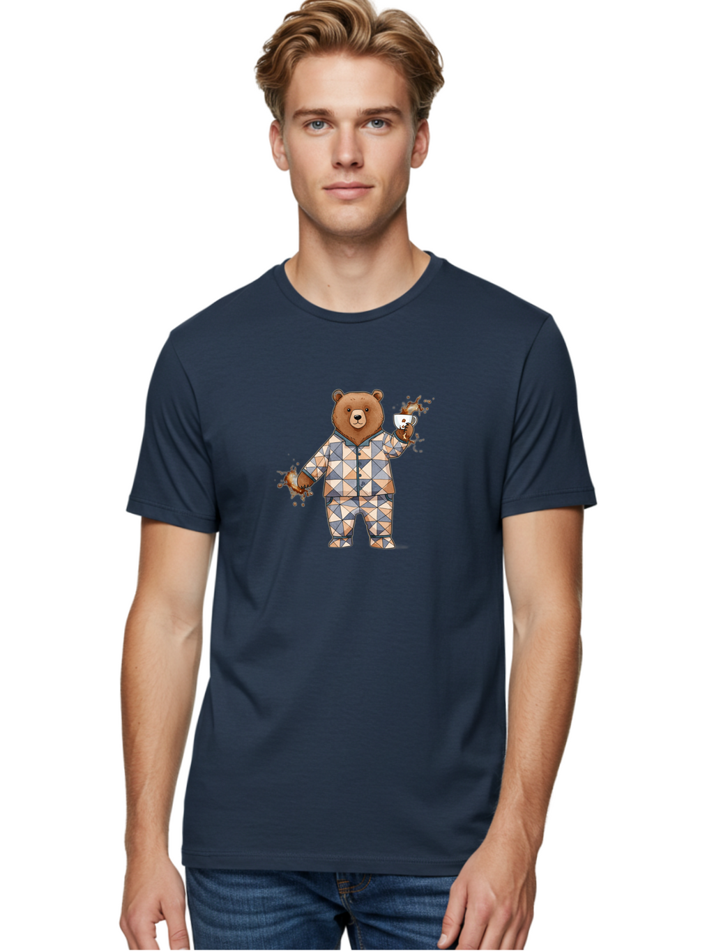 Bear-In-Pajamas-4 Men'S Graphic Tee, 100% Cotton, Comfortable Casual Summer Wear, Machine Washable, Vintage Camera, Old Camera, Antique Camera, Black Camera, Classic Photography, Photography Equipment, Nostalgic Device, Film Camera, Camera Art Bah572