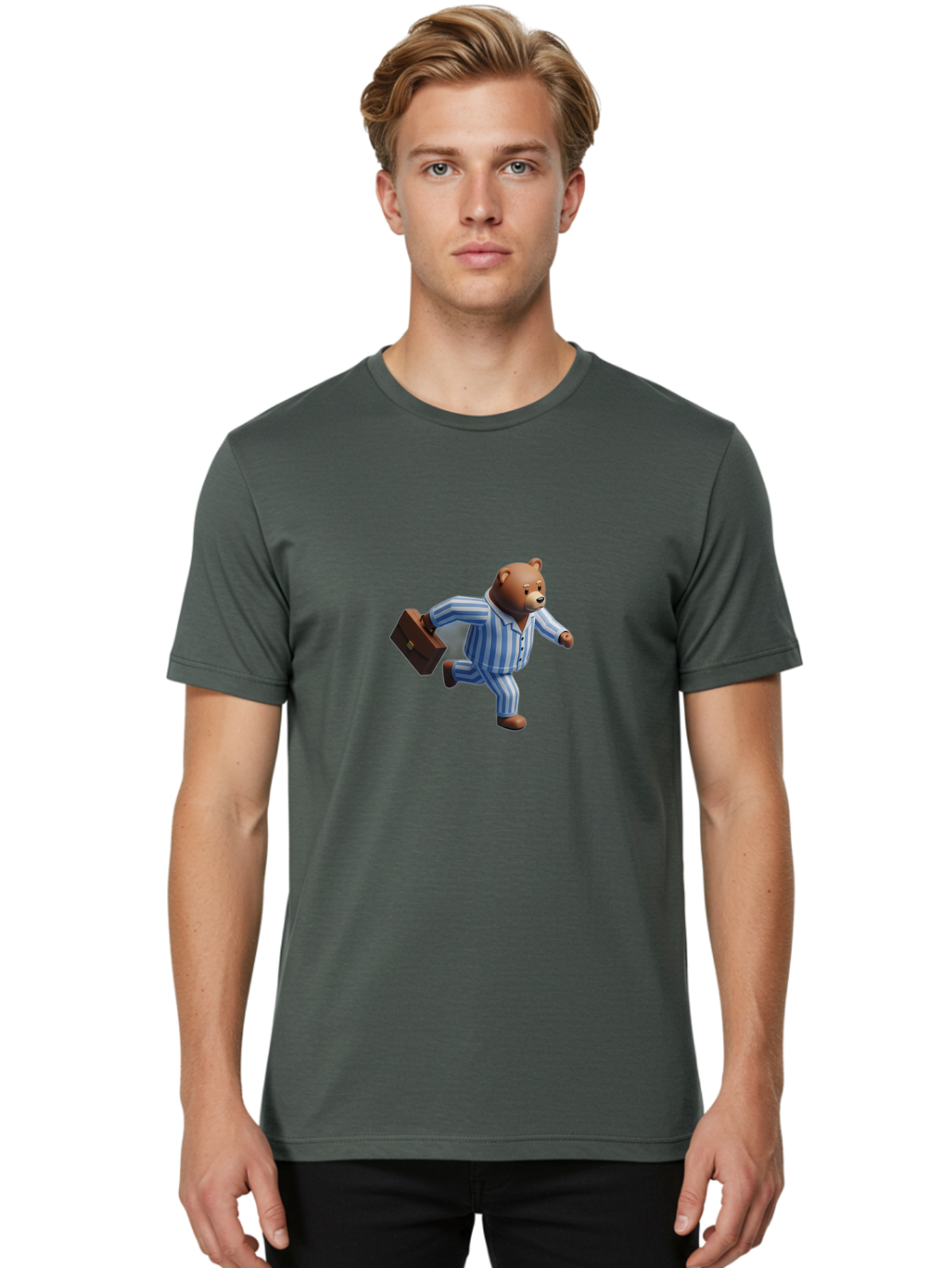 Bear-In-Pajamas-7 Men'S Graphic Tee, 100% Cotton, Comfortable Casual Summer Wear, Machine Washable, Vintage Camera, Old Camera, Antique Camera, Black Camera, Classic Photography, Photography Equipment, Nostalgic Device, Film Camera, Camera Art Bah575
