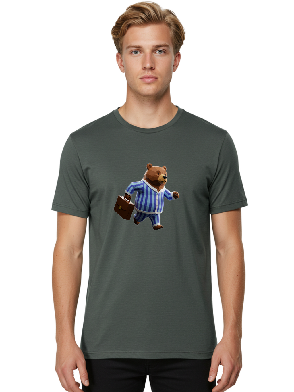 Bear-In-Pajamas-8 Men'S Graphic Tee, 100% Cotton, Comfortable Casual Summer Wear, Machine Washable, Vintage Camera, Old Camera, Antique Camera, Black Camera, Classic Photography, Photography Equipment, Nostalgic Device, Film Camera, Camera Art Bah576
