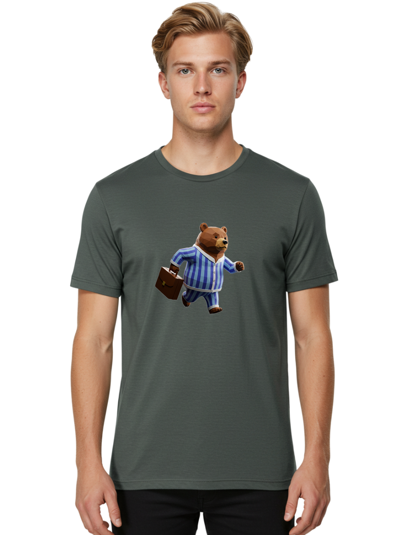Bear-In-Pajamas-8 Men'S Graphic Tee, 100% Cotton, Comfortable Casual Summer Wear, Machine Washable, Vintage Camera, Old Camera, Antique Camera, Black Camera, Classic Photography, Photography Equipment, Nostalgic Device, Film Camera, Camera Art Bah576