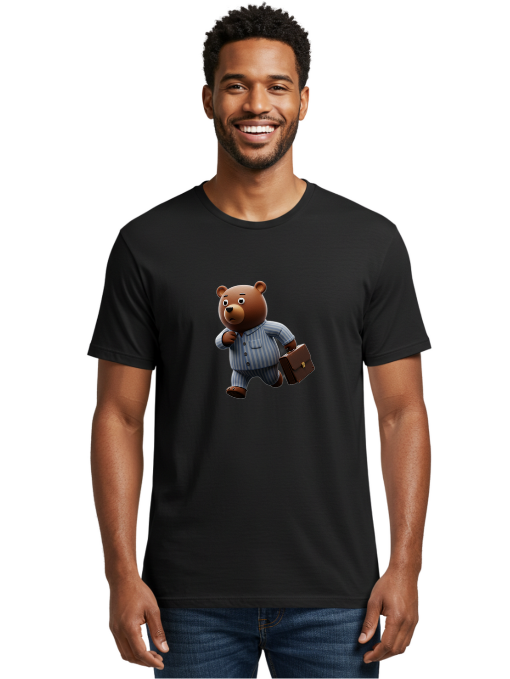 Bear-In-Pajamas-9 Men'S Graphic Tee, 100% Cotton, Comfortable Casual Summer Wear, Machine Washable, Vintage Camera, Old Camera, Antique Camera, Black Camera, Classic Photography, Photography Equipment, Nostalgic Device, Film Camera, Camera Art Bah577