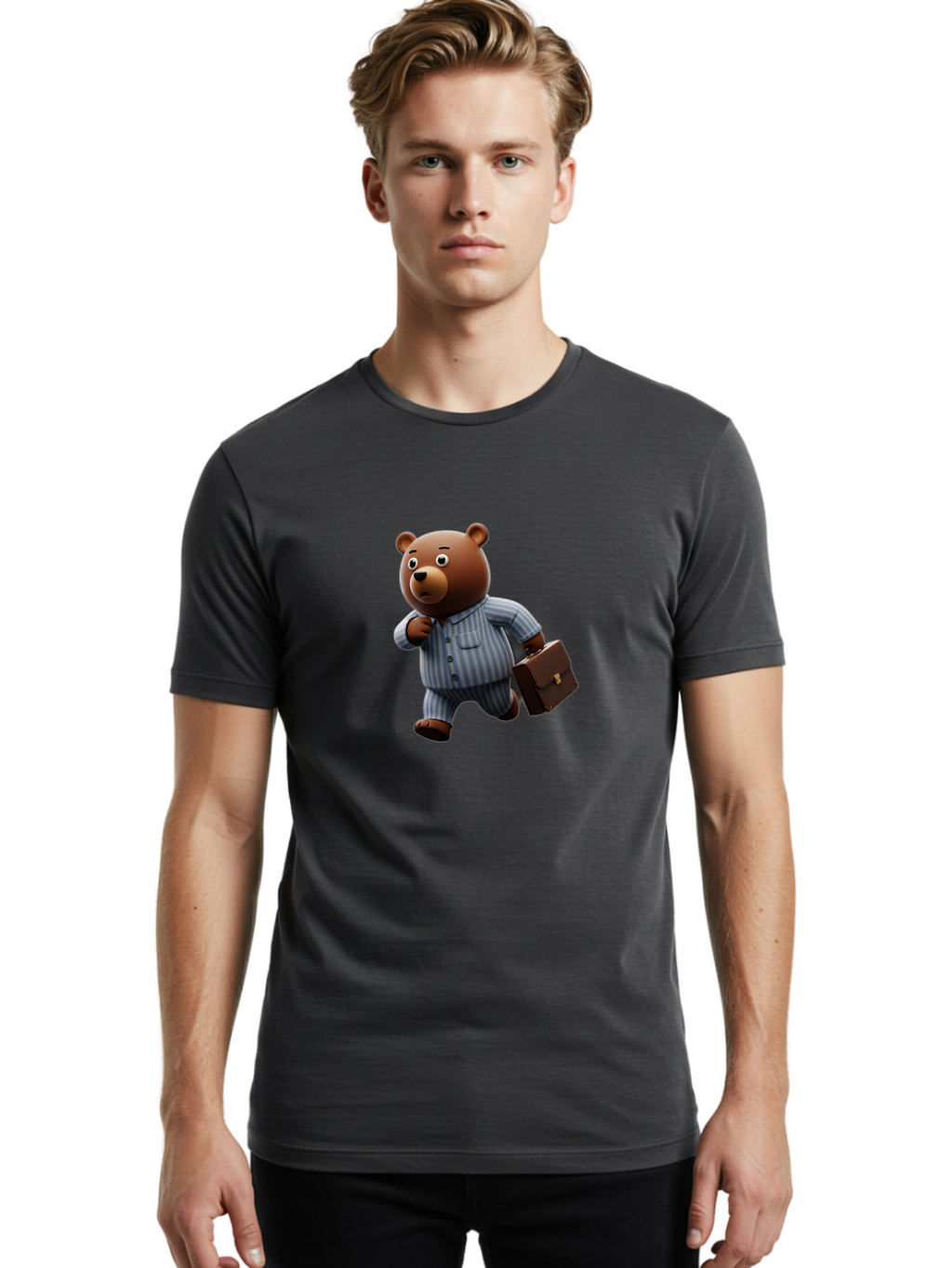 Bear-In-Pajamas-9 Men'S Graphic Tee, 100% Cotton, Comfortable Casual Summer Wear, Machine Washable, Vintage Camera, Old Camera, Antique Camera, Black Camera, Classic Photography, Photography Equipment, Nostalgic Device, Film Camera, Camera Art Bah577