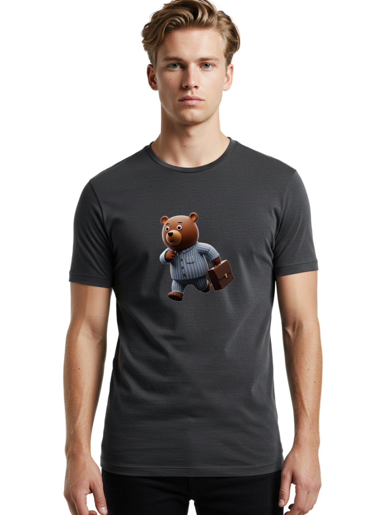 Bear-In-Pajamas-9 Men'S Graphic Tee, 100% Cotton, Comfortable Casual Summer Wear, Machine Washable, Vintage Camera, Old Camera, Antique Camera, Black Camera, Classic Photography, Photography Equipment, Nostalgic Device, Film Camera, Camera Art Bah577