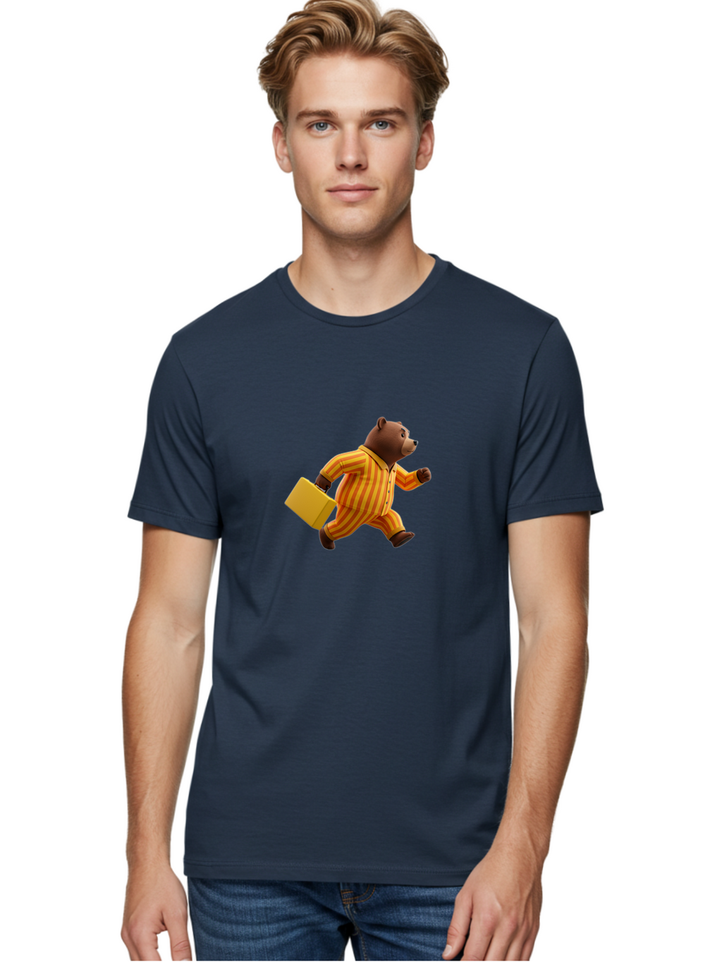 Bear-In-Pajamas-With-Briefcase Men'S Graphic Tee, 100% Cotton, Comfortable Casual Summer Wear, Machine Washable, Vintage Camera, Old Camera, Antique Camera, Black Camera, Classic Photography, Photography Equipment, Nostalgic Device, Bah578