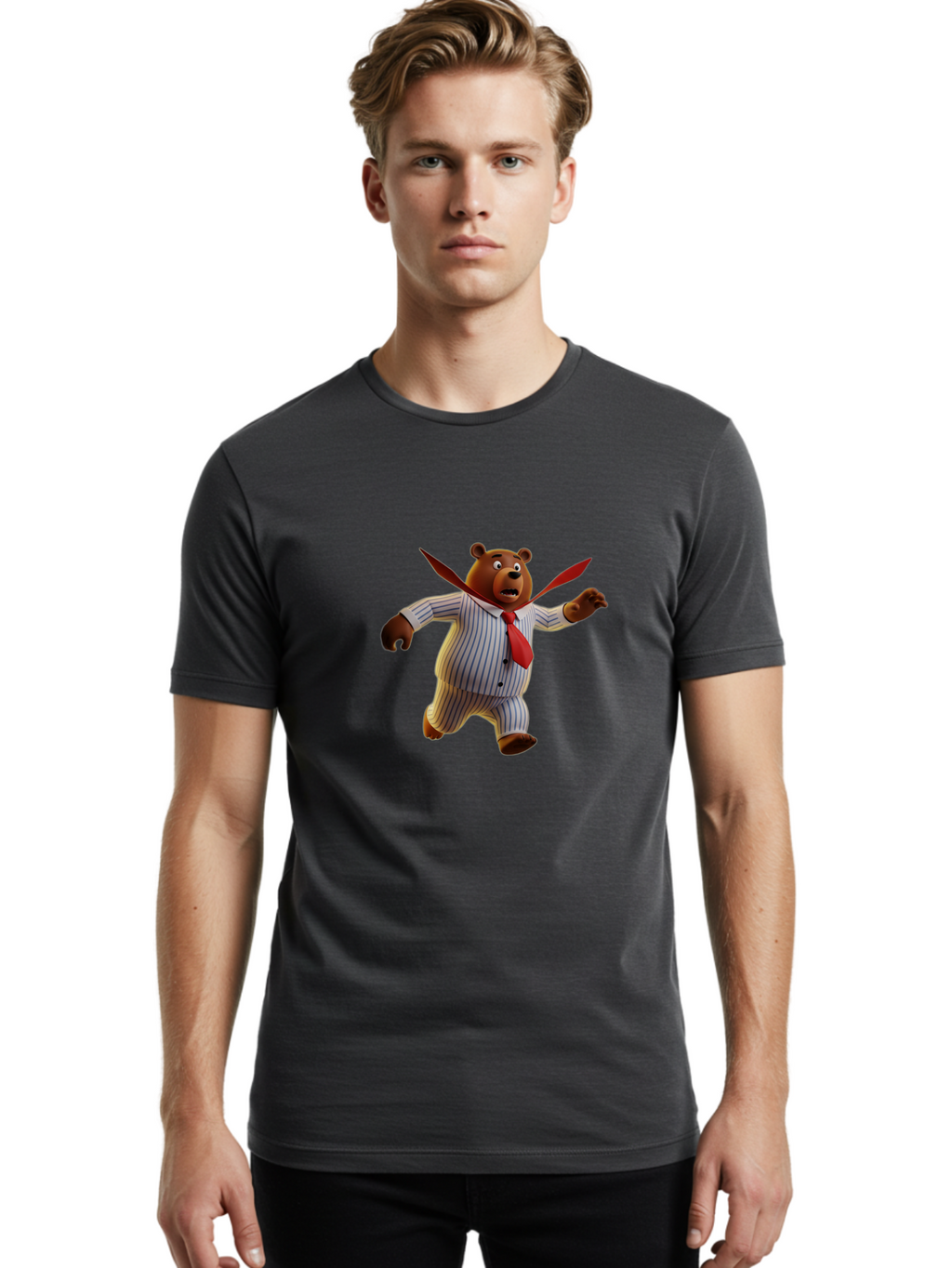 Bear-In-Suit Men'S Graphic Tee, 100% Cotton, Comfortable Casual Summer Wear, Machine Washable, Vintage Camera, Old Camera, Antique Camera, Black Camera, Classic Photography, Photography Equipment, Nostalgic Device, Film Camera, Camera Art Bah585