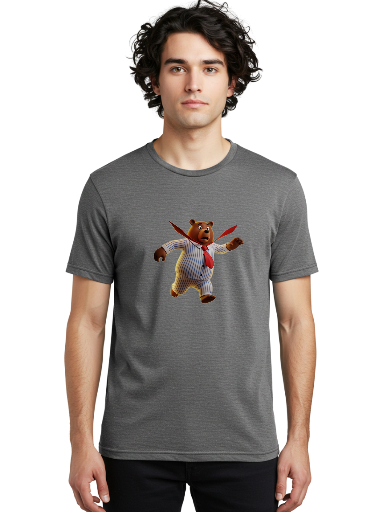 Bear-In-Suit Men'S Graphic Tee, 100% Cotton, Comfortable Casual Summer Wear, Machine Washable, Vintage Camera, Old Camera, Antique Camera, Black Camera, Classic Photography, Photography Equipment, Nostalgic Device, Film Camera, Camera Art Bah585
