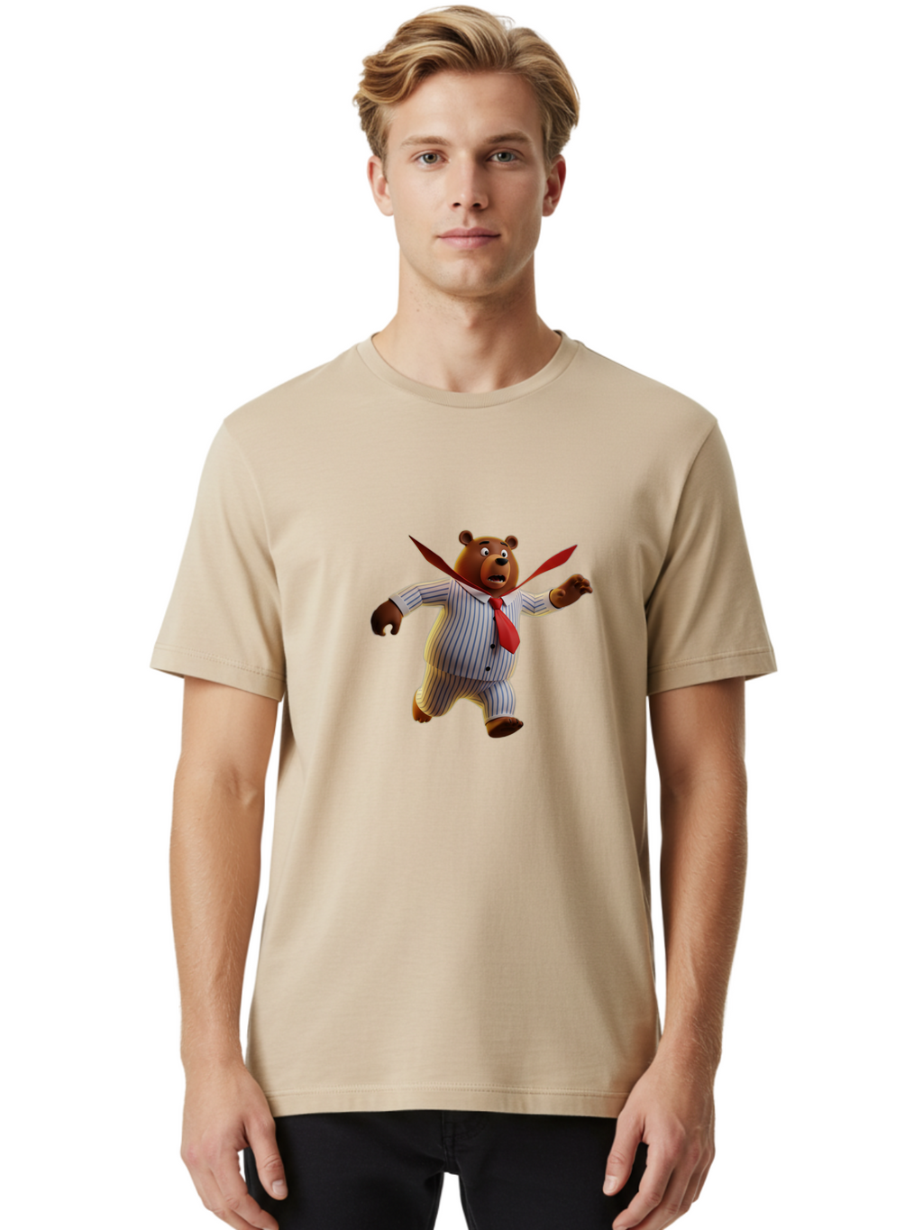 Bear-In-Suit Men'S Graphic Tee, 100% Cotton, Comfortable Casual Summer Wear, Machine Washable, Vintage Camera, Old Camera, Antique Camera, Black Camera, Classic Photography, Photography Equipment, Nostalgic Device, Film Camera, Camera Art Bah585