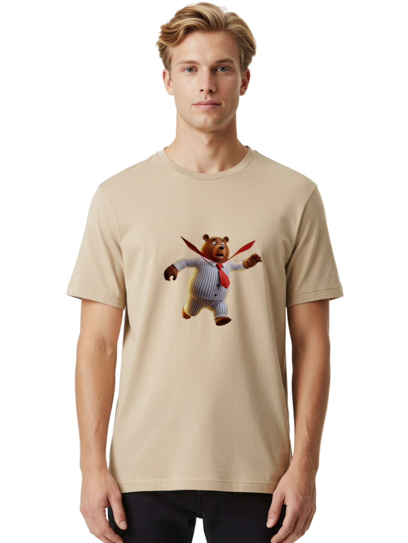 Bear-In-Suit Men'S Graphic Tee, 100% Cotton, Comfortable Casual Summer Wear, Machine Washable, Vintage Camera, Old Camera, Antique Camera, Black Camera, Classic Photography, Photography Equipment, Nostalgic Device, Film Camera, Camera Art Bah585