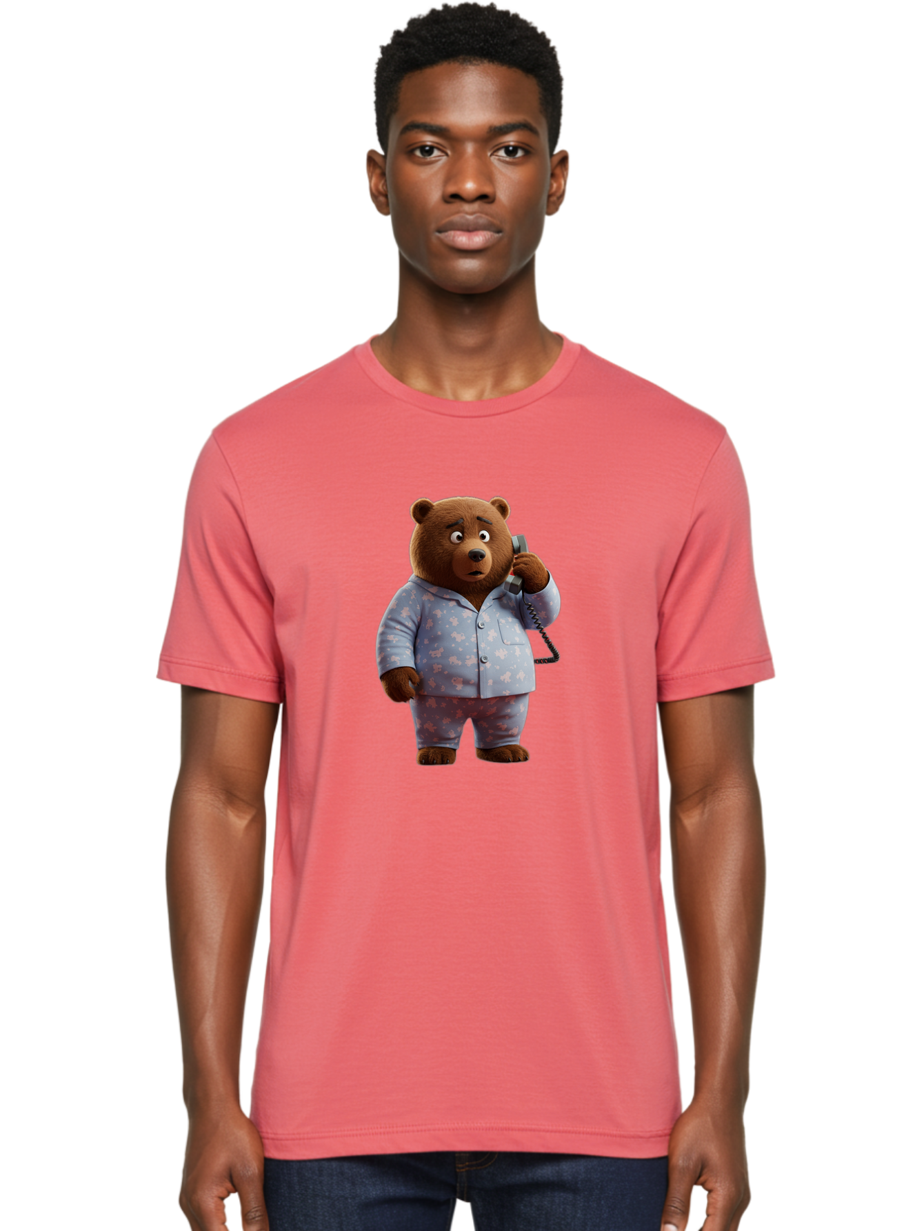 Bear-On-Phone Men'S Graphic Tee, 100% Cotton, Comfortable Casual Summer Wear, Machine Washable, Vintage Camera, Old Camera, Antique Camera, Black Camera, Classic Photography, Photography Equipment, Nostalgic Device, Film Camera, Camera Art Bah586