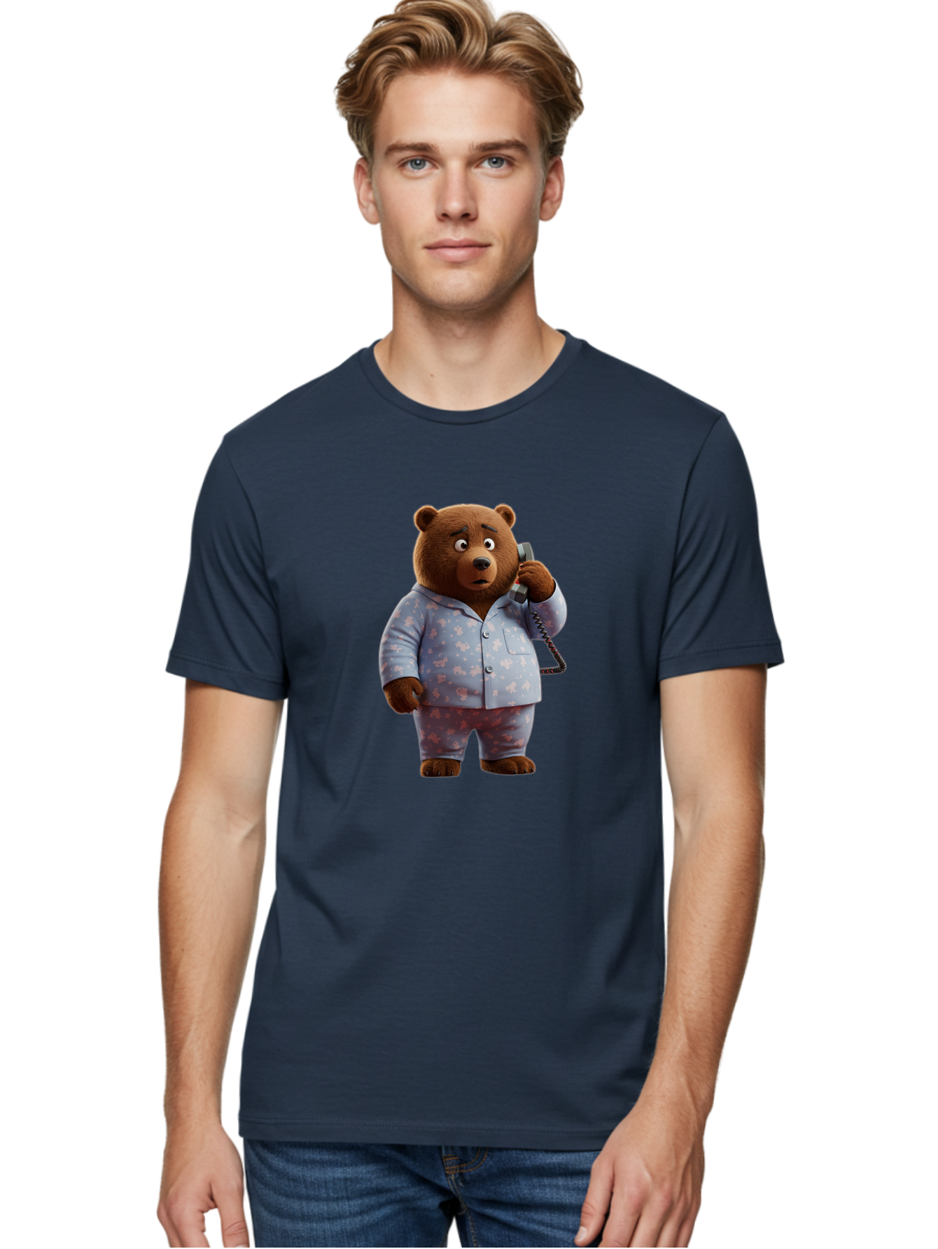 Bear-On-Phone Men'S Graphic Tee, 100% Cotton, Comfortable Casual Summer Wear, Machine Washable, Vintage Camera, Old Camera, Antique Camera, Black Camera, Classic Photography, Photography Equipment, Nostalgic Device, Film Camera, Camera Art Bah586