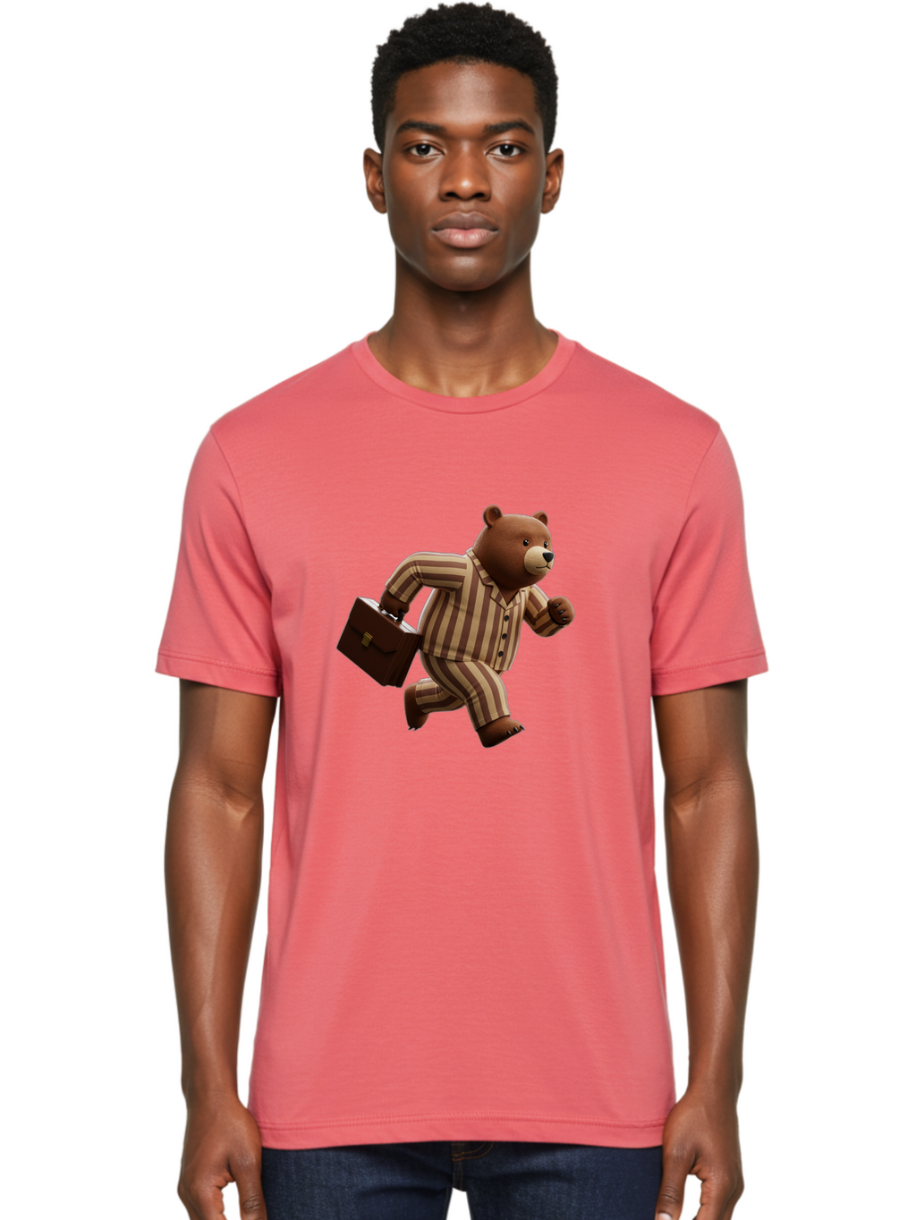 Bear-Running-With-Briefcase Men'S Graphic Tee, 100% Cotton, Comfortable Casual Summer Wear, Machine Washable, Vintage Camera, Old Camera, Antique Camera, Black Camera, Classic Photography, Photography Equipment, Nostalgic Device, Film Camera, Bah587
