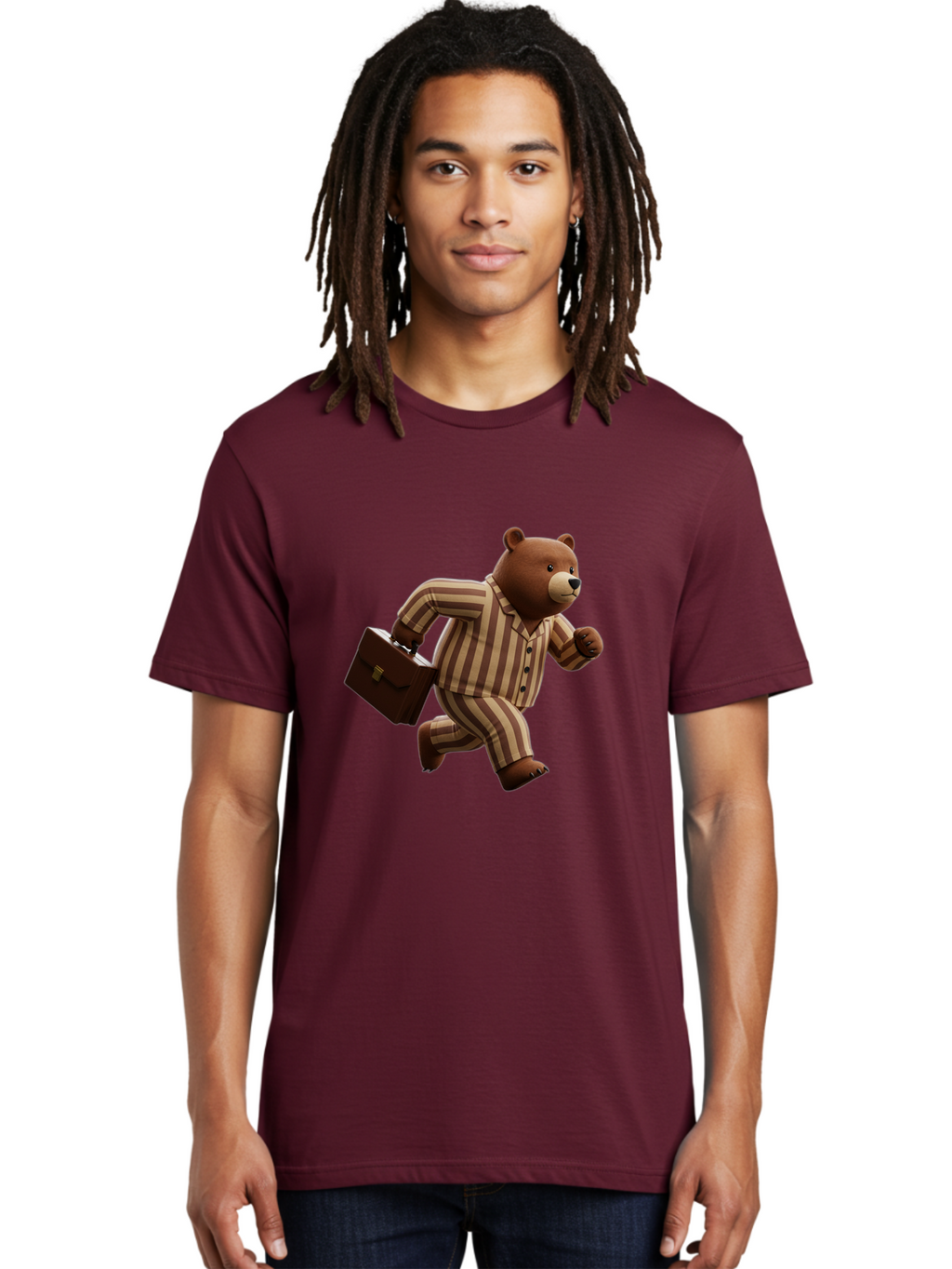 Bear-Running-With-Briefcase Men'S Graphic Tee, 100% Cotton, Comfortable Casual Summer Wear, Machine Washable, Vintage Camera, Old Camera, Antique Camera, Black Camera, Classic Photography, Photography Equipment, Nostalgic Device, Film Camera, Bah587