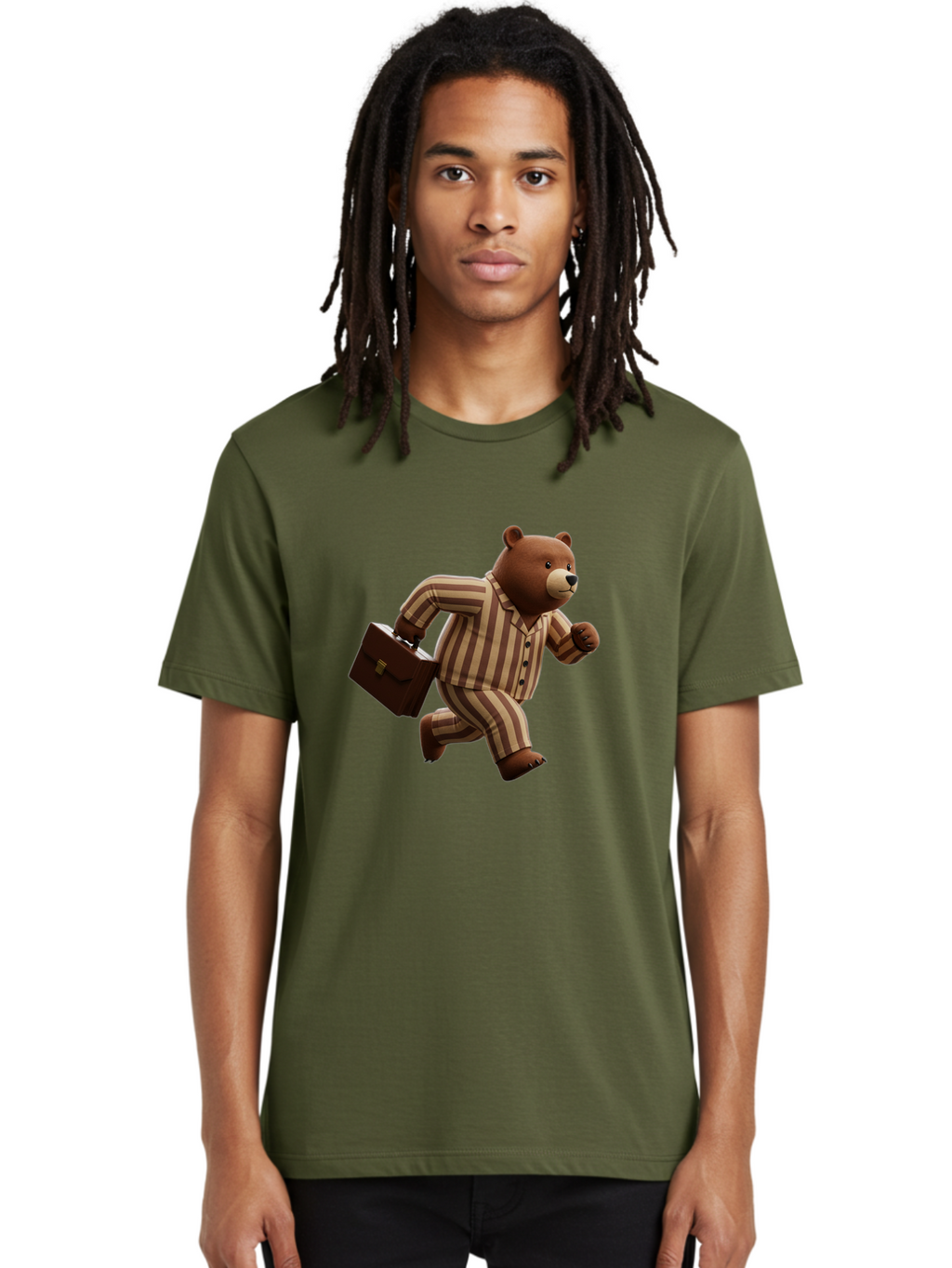 Bear-Running-With-Briefcase Men'S Graphic Tee, 100% Cotton, Comfortable Casual Summer Wear, Machine Washable, Vintage Camera, Old Camera, Antique Camera, Black Camera, Classic Photography, Photography Equipment, Nostalgic Device, Film Camera, Bah587