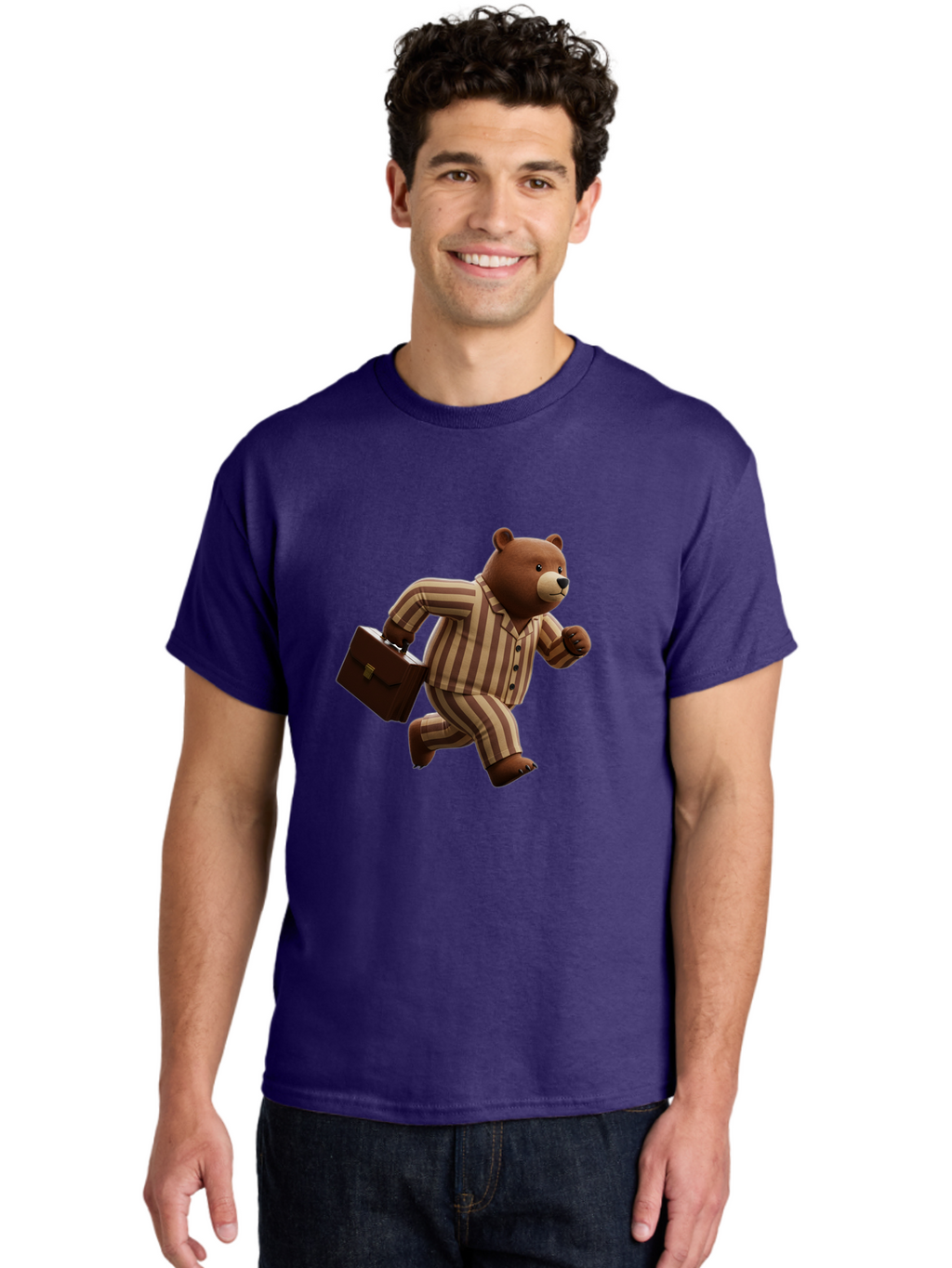 Bear-Running-With-Briefcase Men'S Graphic Tee, 100% Cotton, Comfortable Casual Summer Wear, Machine Washable, Vintage Camera, Old Camera, Antique Camera, Black Camera, Classic Photography, Photography Equipment, Nostalgic Device, Film Camera, Bah587