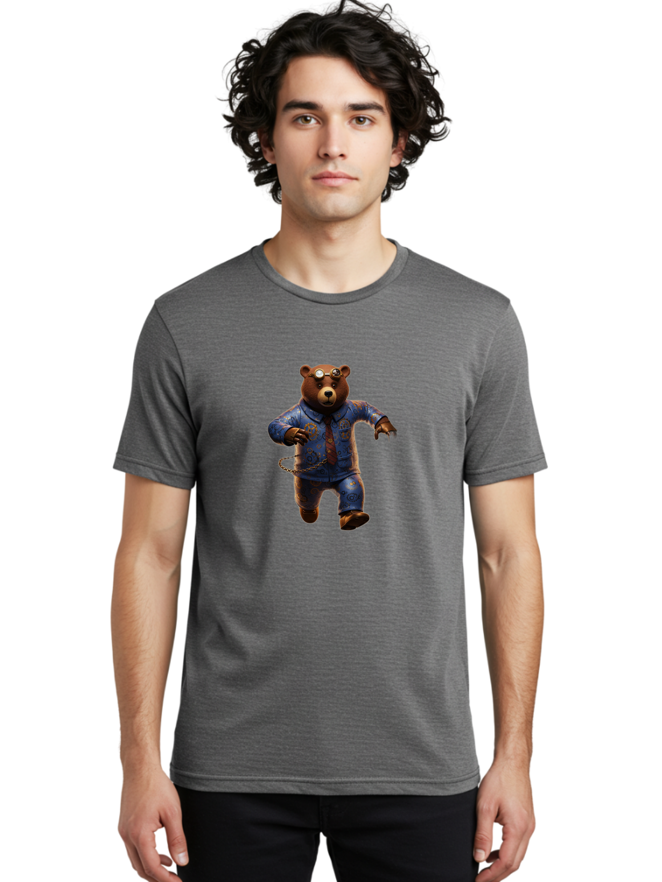 Bear-Steampunk Men'S Graphic Tee, 100% Cotton, Comfortable Casual Summer Wear, Machine Washable, Vintage Camera, Old Camera, Antique Camera, Black Camera, Classic Photography, Photography Equipment, Nostalgic Device, Film Camera, Camera Art Bah588