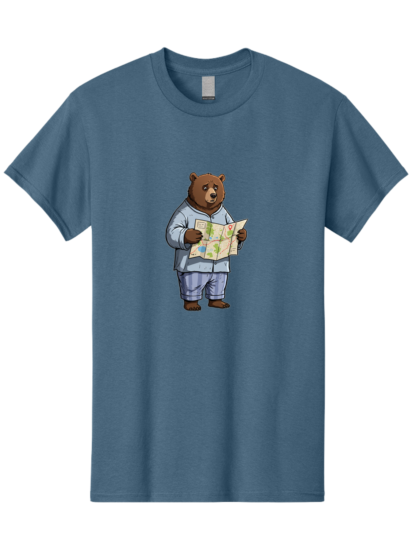 Bear-With-Map Men'S Graphic Tee, 100% Cotton, Comfortable Casual Summer Wear, Machine Washable, Vintage Camera, Old Camera, Antique Camera, Black Camera, Classic Photography, Photography Equipment, Nostalgic Device, Film Camera, Camera Art Bah590