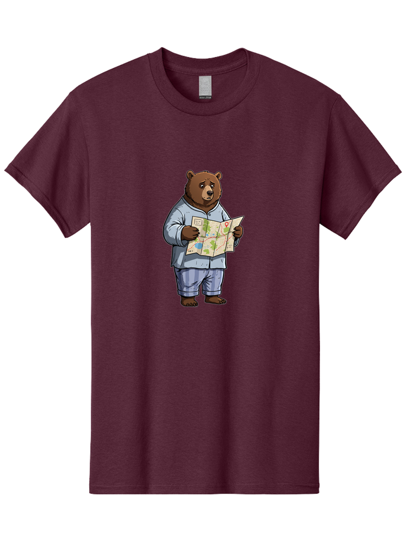 Bear-With-Map Men'S Graphic Tee, 100% Cotton, Comfortable Casual Summer Wear, Machine Washable, Vintage Camera, Old Camera, Antique Camera, Black Camera, Classic Photography, Photography Equipment, Nostalgic Device, Film Camera, Camera Art Bah590