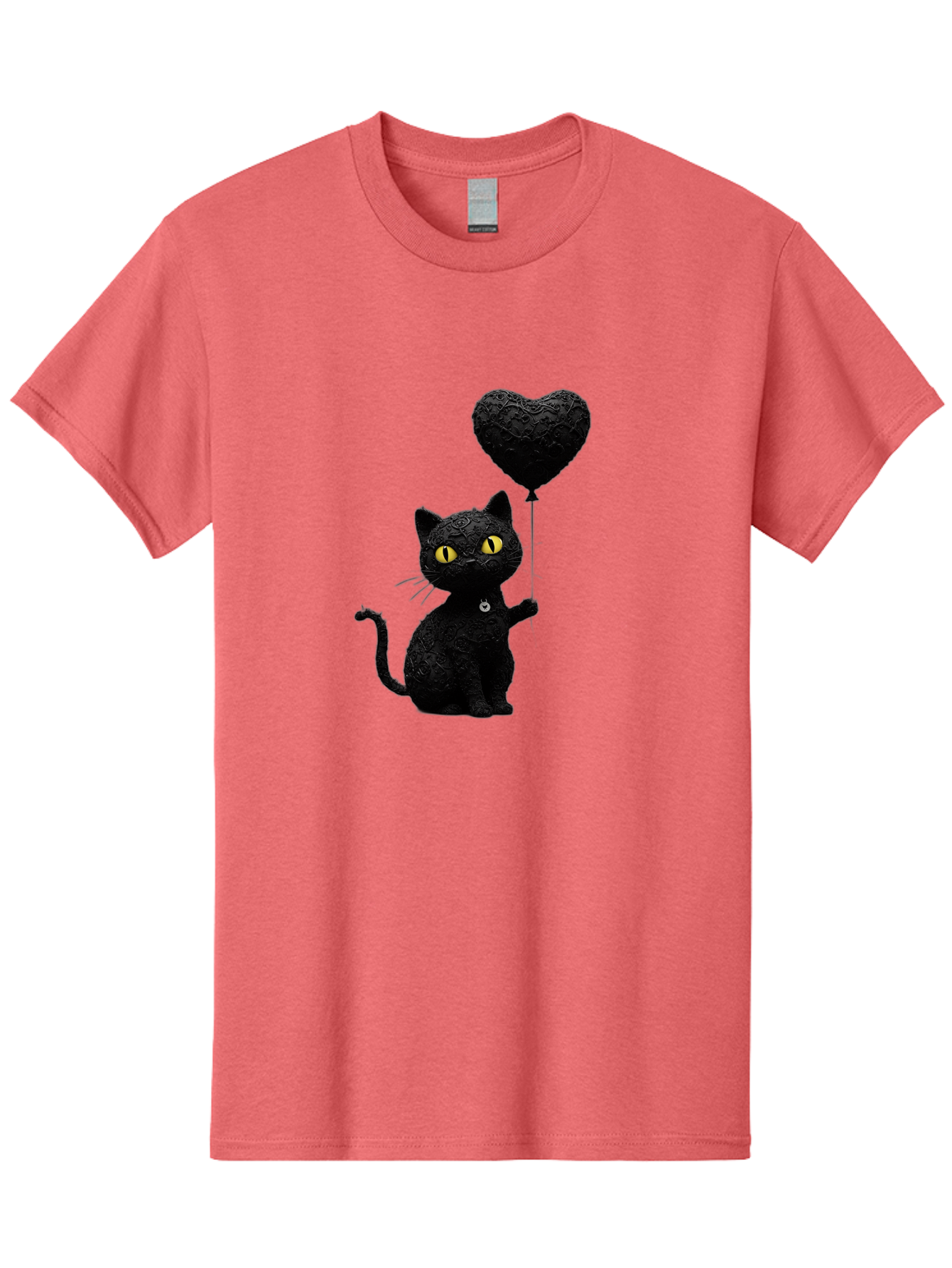 Black-Cat-With-Heart-Balloon Men'S Graphic Tee, 100% Cotton, Comfortable Casual Summer Wear, Machine Washable, Vintage Camera, Old Camera, Antique Camera, Black Camera, Classic Photography, Photography Equipment, Nostalgic Device, Film Camera, Bah593