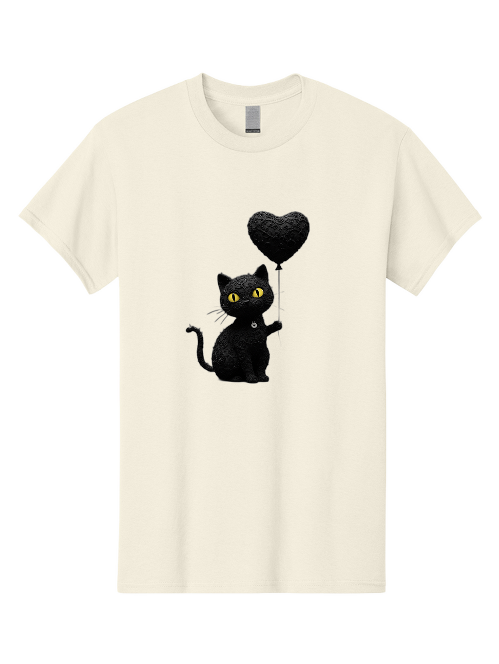 Black-Cat-With-Heart-Balloon Men'S Graphic Tee, 100% Cotton, Comfortable Casual Summer Wear, Machine Washable, Vintage Camera, Old Camera, Antique Camera, Black Camera, Classic Photography, Photography Equipment, Nostalgic Device, Film Camera, Bah593