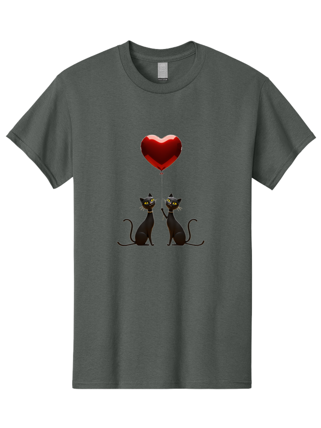 Black-Cats-And-Heart-Balloon Men'S Graphic Tee, 100% Cotton, Comfortable Casual Summer Wear, Machine Washable, Vintage Camera, Old Camera, Antique Camera, Black Camera, Classic Photography, Photography Equipment, Nostalgic Device, Film Camera, Bah594