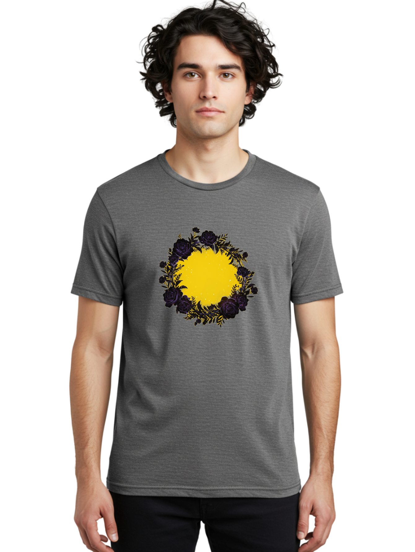 Black-Roses-Wreath Men'S Graphic Tee, 100% Cotton, Comfortable Casual Summer Wear, Machine Washable, Vintage Camera, Old Camera, Antique Camera, Black Camera, Classic Photography, Photography Equipment, Nostalgic Device, Film Camera, Bah595