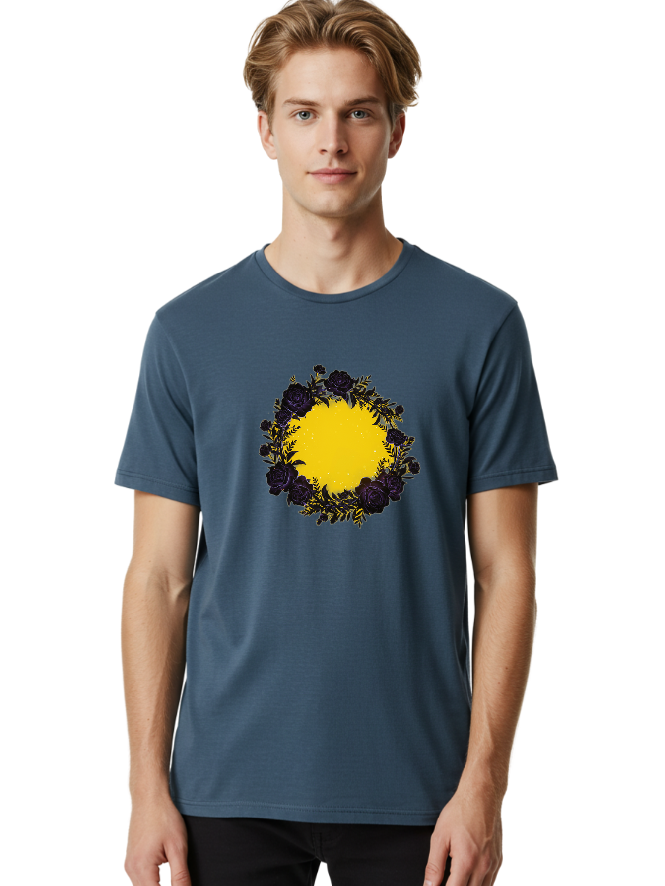 Black-Roses-Wreath Men'S Graphic Tee, 100% Cotton, Comfortable Casual Summer Wear, Machine Washable, Vintage Camera, Old Camera, Antique Camera, Black Camera, Classic Photography, Photography Equipment, Nostalgic Device, Film Camera, Bah595