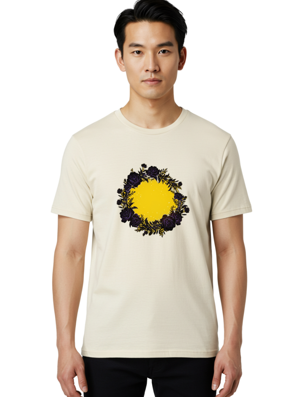 Black-Roses-Wreath Men'S Graphic Tee, 100% Cotton, Comfortable Casual Summer Wear, Machine Washable, Vintage Camera, Old Camera, Antique Camera, Black Camera, Classic Photography, Photography Equipment, Nostalgic Device, Film Camera, Bah595