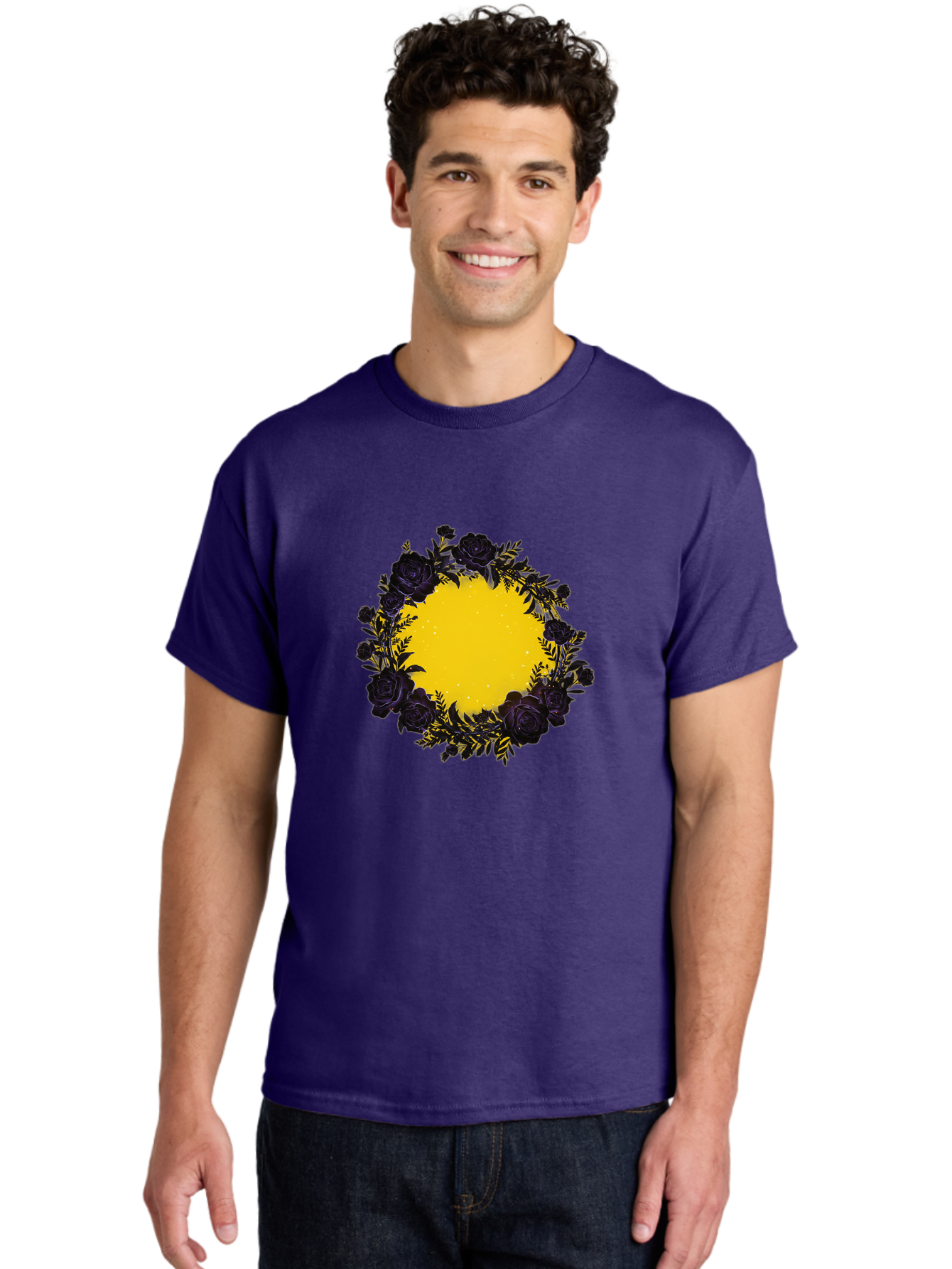 Black-Roses-Wreath Men'S Graphic Tee, 100% Cotton, Comfortable Casual Summer Wear, Machine Washable, Vintage Camera, Old Camera, Antique Camera, Black Camera, Classic Photography, Photography Equipment, Nostalgic Device, Film Camera, Bah595