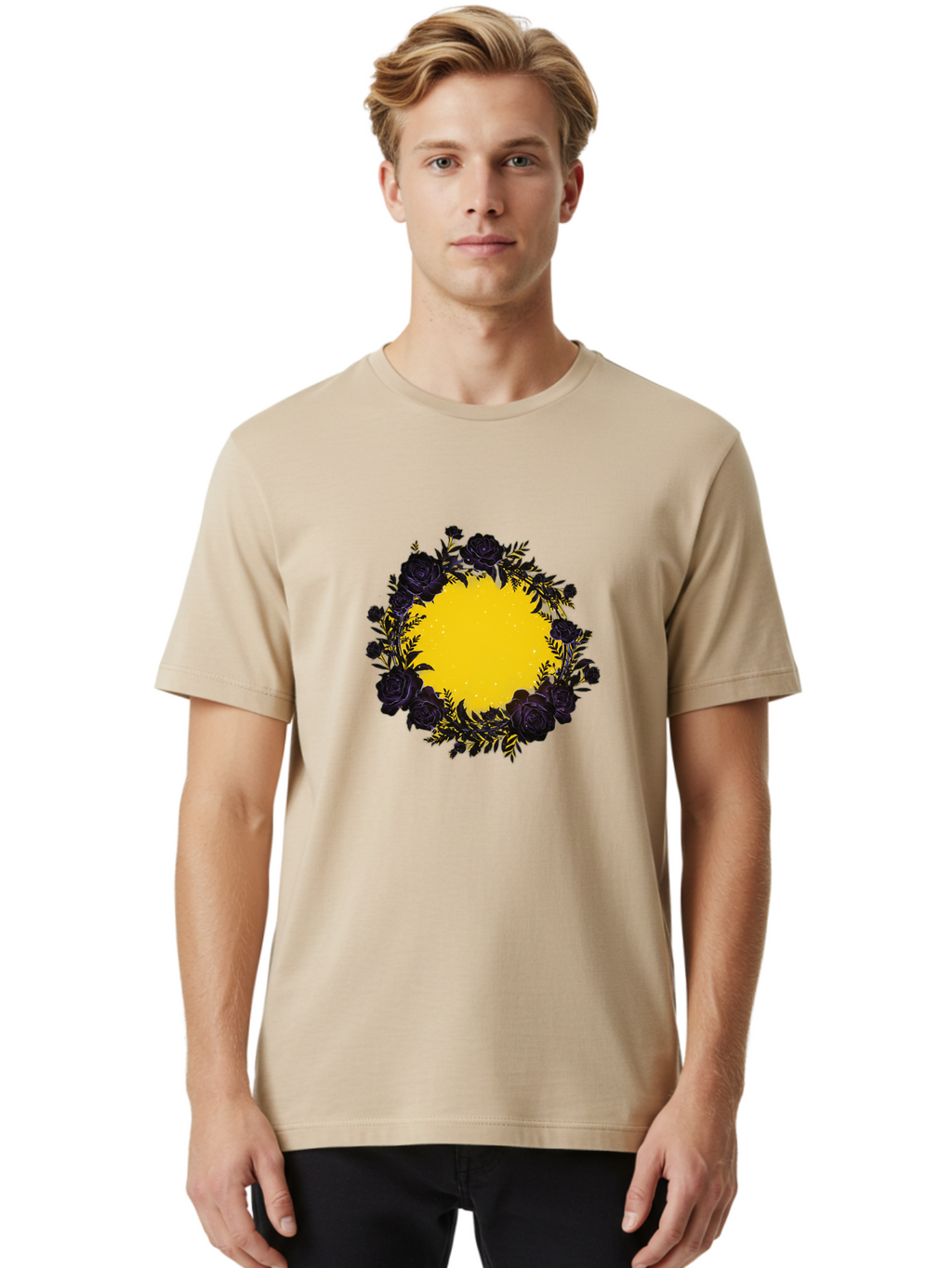 Black-Roses-Wreath Men'S Graphic Tee, 100% Cotton, Comfortable Casual Summer Wear, Machine Washable, Vintage Camera, Old Camera, Antique Camera, Black Camera, Classic Photography, Photography Equipment, Nostalgic Device, Film Camera, Bah595