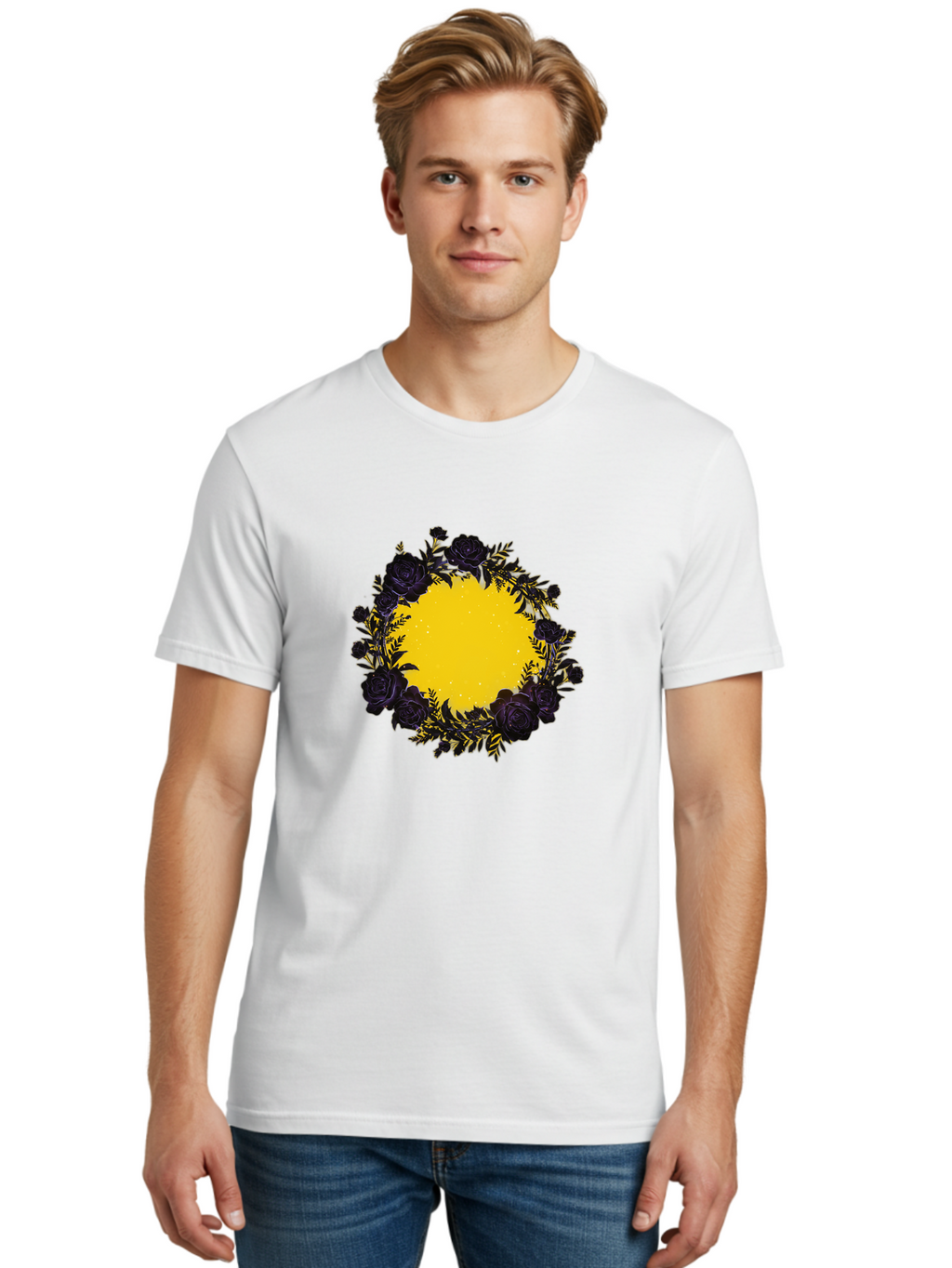 Black-Roses-Wreath Men'S Graphic Tee, 100% Cotton, Comfortable Casual Summer Wear, Machine Washable, Vintage Camera, Old Camera, Antique Camera, Black Camera, Classic Photography, Photography Equipment, Nostalgic Device, Film Camera, Bah595