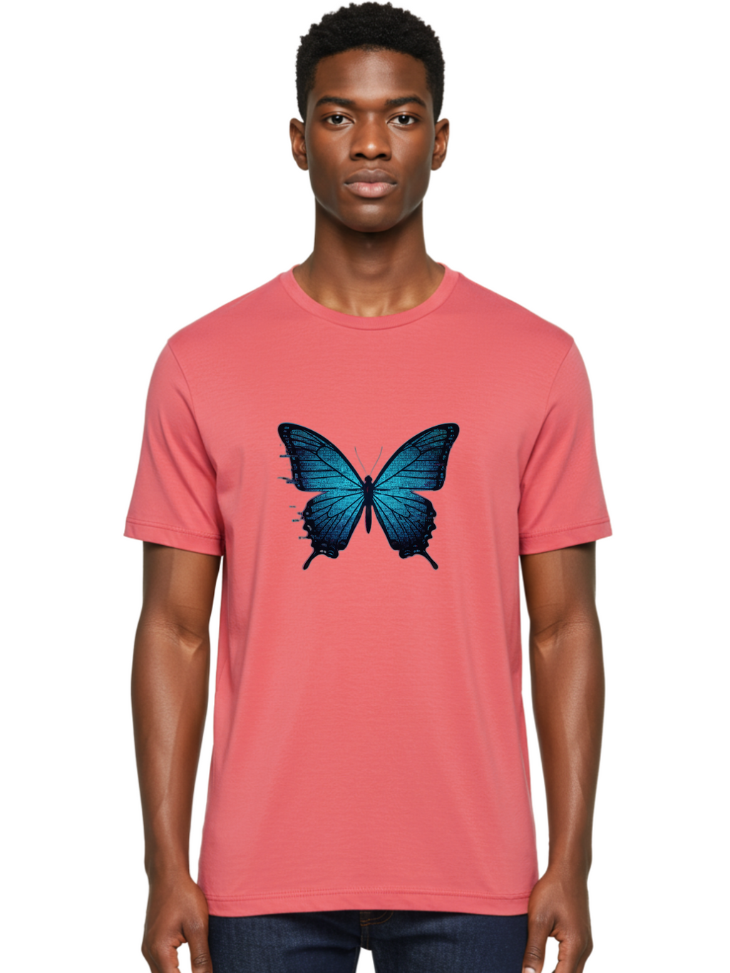 Blue-Butterfly-4 Men'S Graphic Tee, 100% Cotton, Comfortable Casual Summer Wear, Machine Washable, Vintage Camera, Old Camera, Antique Camera, Black Camera, Classic Photography, Photography Equipment, Nostalgic Device, Film Camera, Camera Art Bah599