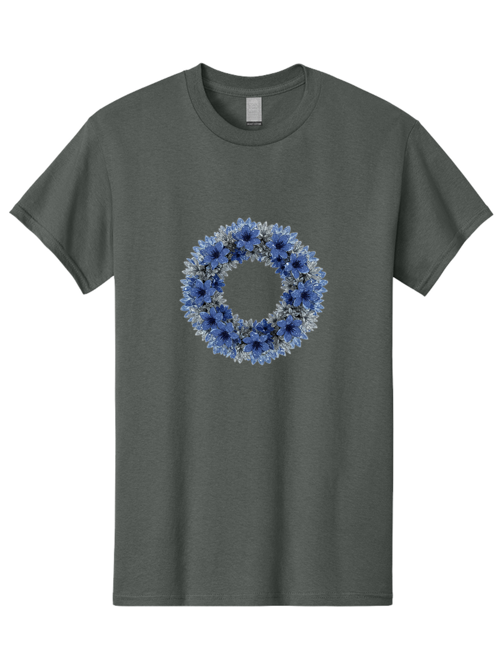 Blue-Flower-Wreath Men'S Graphic Tee, 100% Cotton, Comfortable Casual Summer Wear, Machine Washable, Vintage Camera, Old Camera, Antique Camera, Black Camera, Classic Photography, Photography Equipment, Nostalgic Device, Film Camera, Bah601