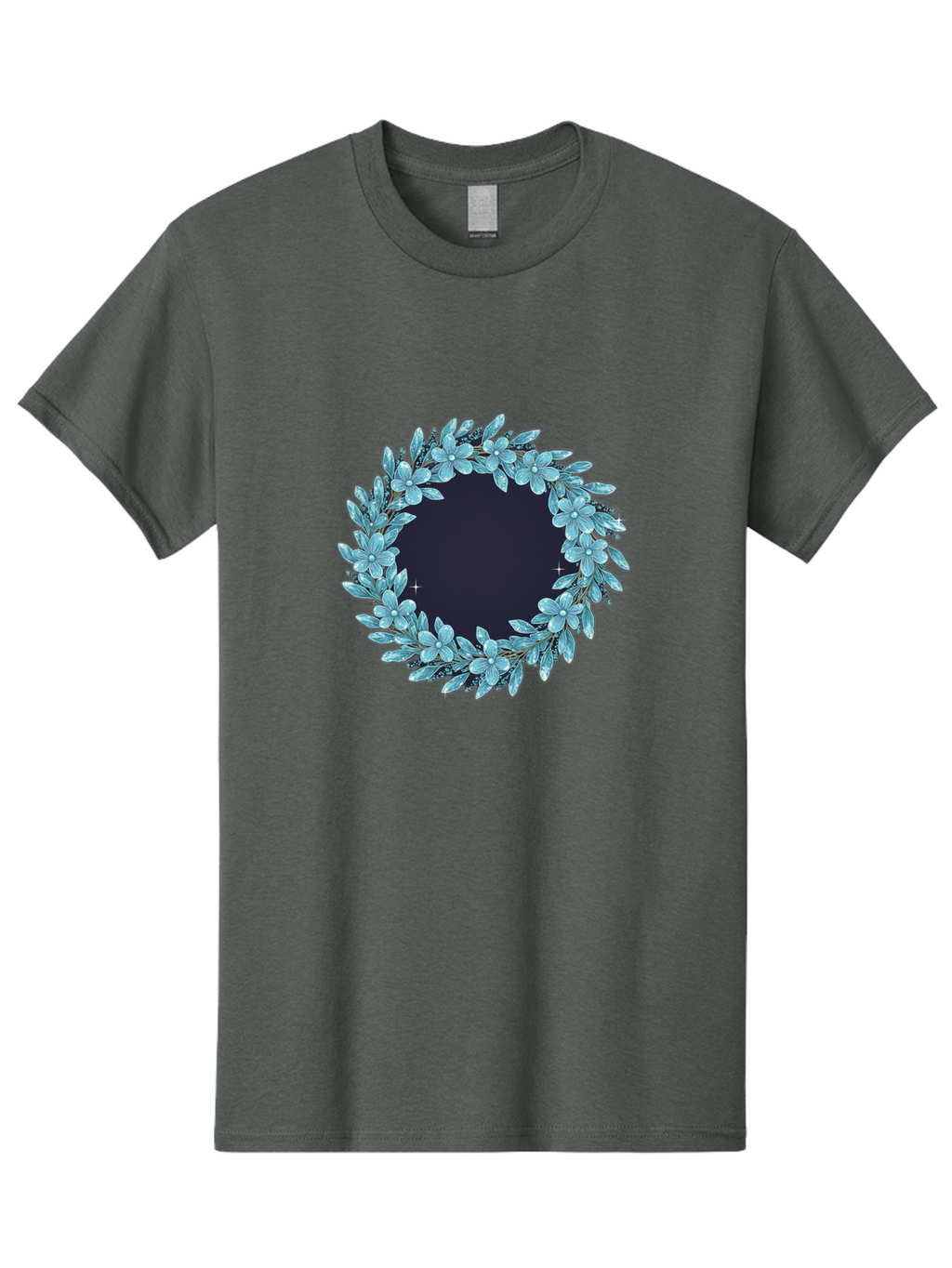 Blue-Flowers-Wreath Men'S Graphic Tee, 100% Cotton, Comfortable Casual Summer Wear, Machine Washable, Vintage Camera, Old Camera, Antique Camera, Black Camera, Classic Photography, Photography Equipment, Nostalgic Device, Film Camera, Bah602