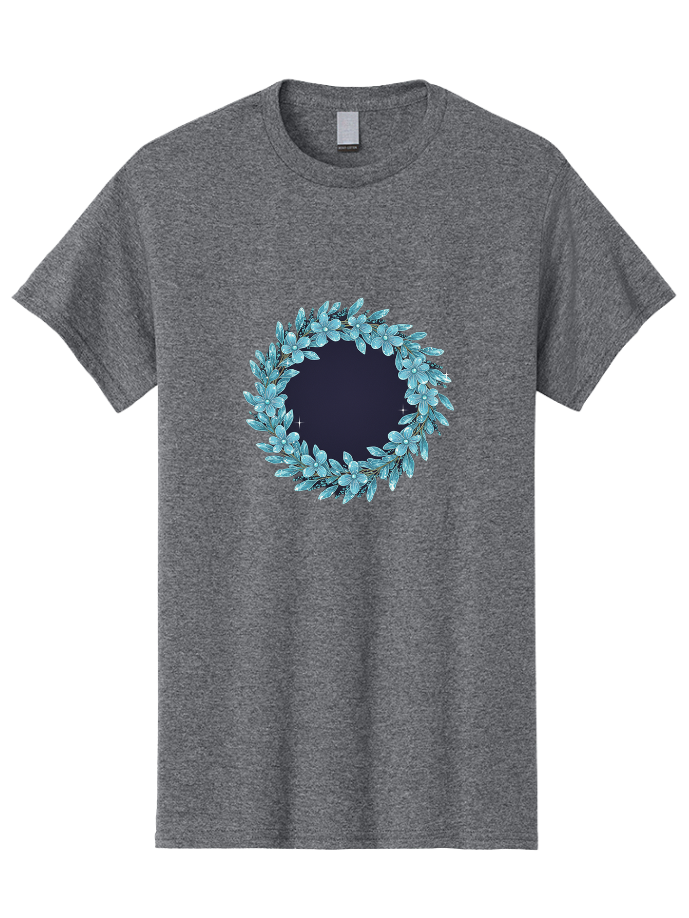 Blue-Flowers-Wreath Men'S Graphic Tee, 100% Cotton, Comfortable Casual Summer Wear, Machine Washable, Vintage Camera, Old Camera, Antique Camera, Black Camera, Classic Photography, Photography Equipment, Nostalgic Device, Film Camera, Bah602