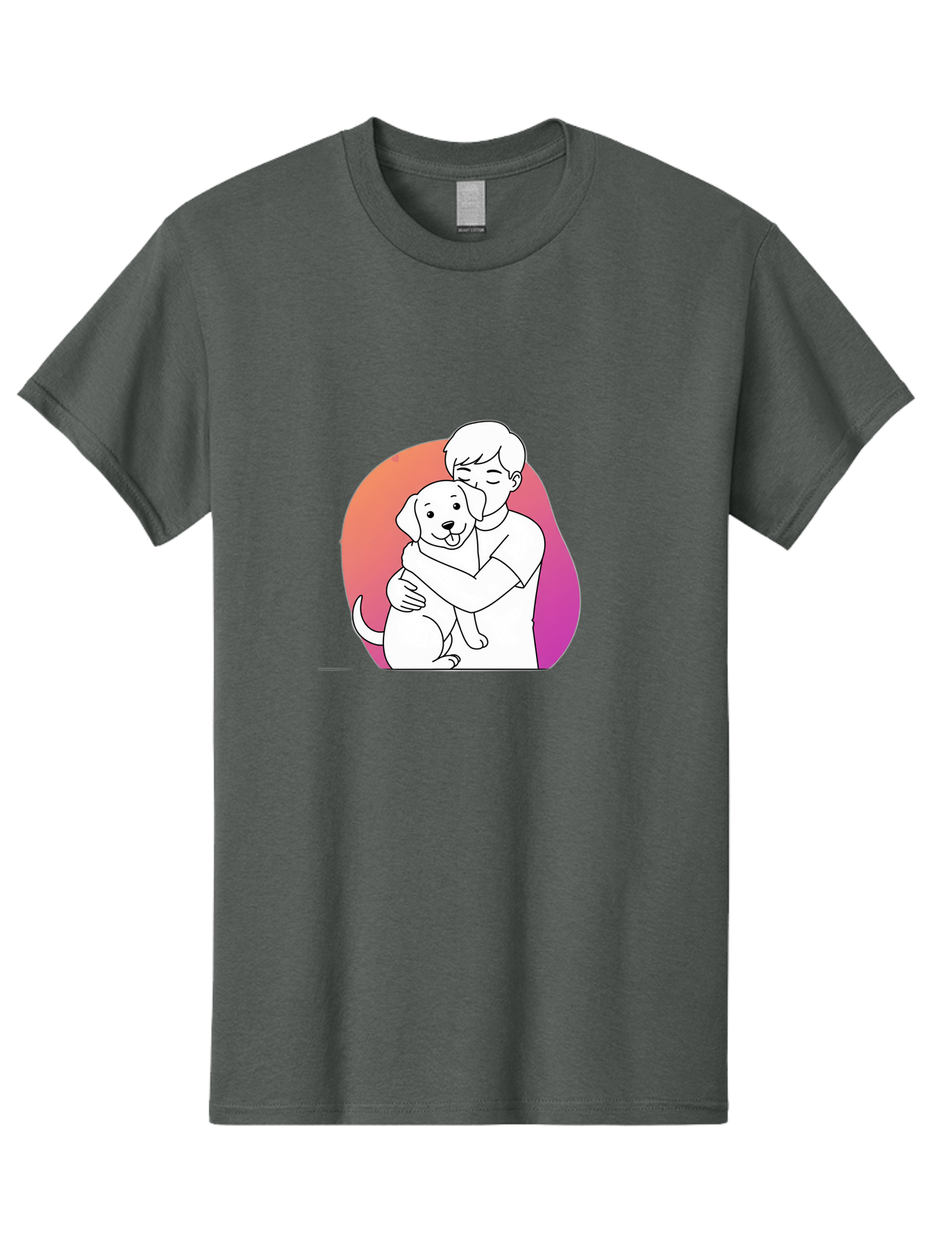 Boy-Hugging-Dog-1 Men'S Graphic Tee, 100% Cotton, Comfortable Casual Summer Wear, Machine Washable, Vintage Camera, Old Camera, Antique Camera, Black Camera, Classic Photography, Photography Equipment, Nostalgic Device, Film Camera, Camera Art Bah604