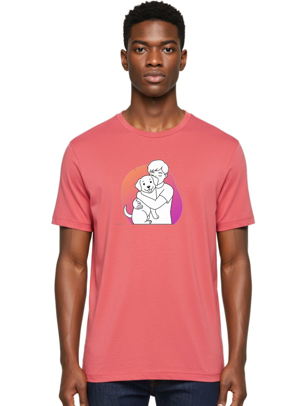 Boy-Hugging-Dog-1 Men'S Graphic Tee, 100% Cotton, Comfortable Casual Summer Wear, Machine Washable, Vintage Camera, Old Camera, Antique Camera, Black Camera, Classic Photography, Photography Equipment, Nostalgic Device, Film Camera, Camera Art Bah604