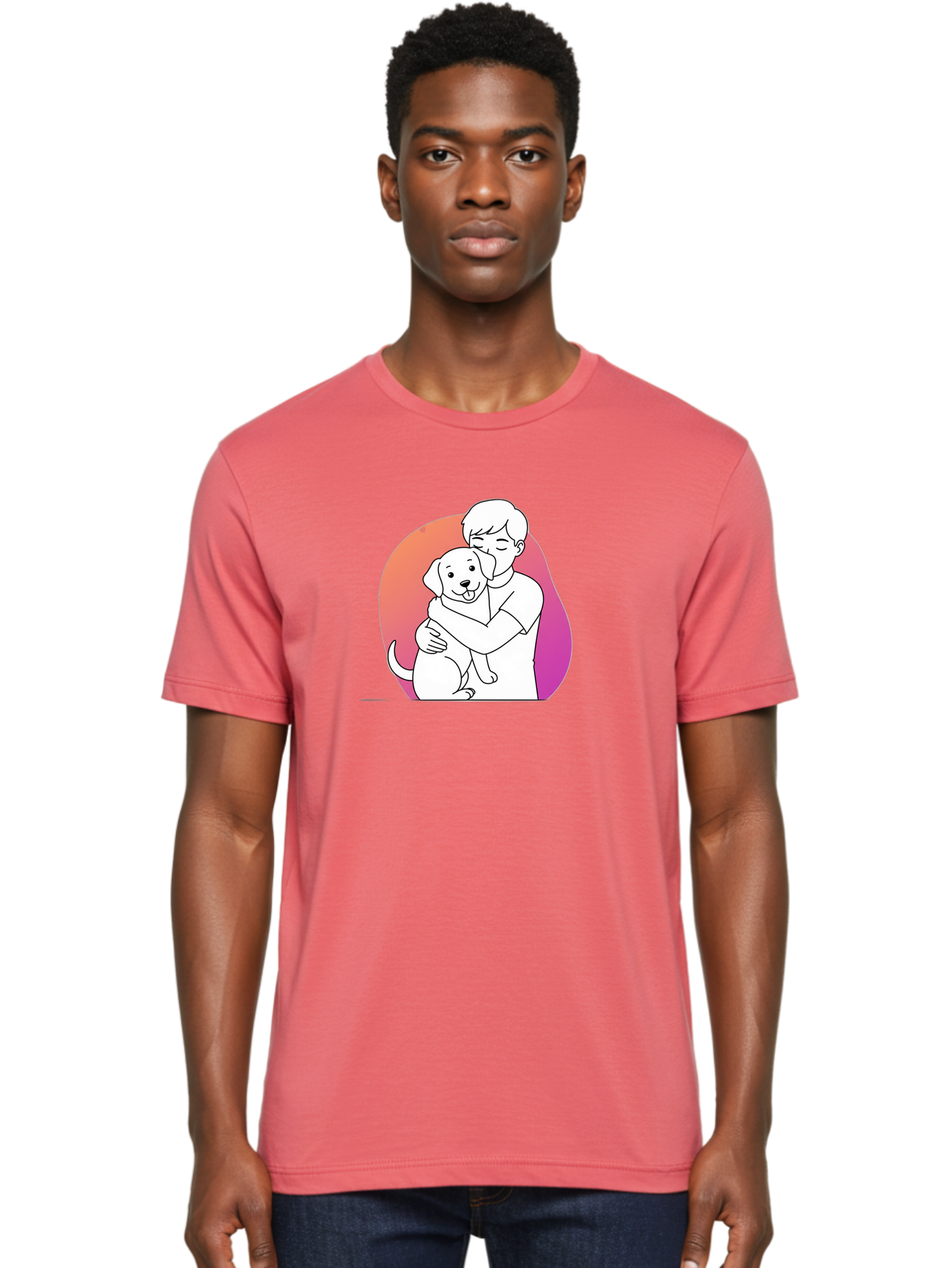 Boy-Hugging-Dog-1 Men'S Graphic Tee, 100% Cotton, Comfortable Casual Summer Wear, Machine Washable, Vintage Camera, Old Camera, Antique Camera, Black Camera, Classic Photography, Photography Equipment, Nostalgic Device, Film Camera, Camera Art Bah604
