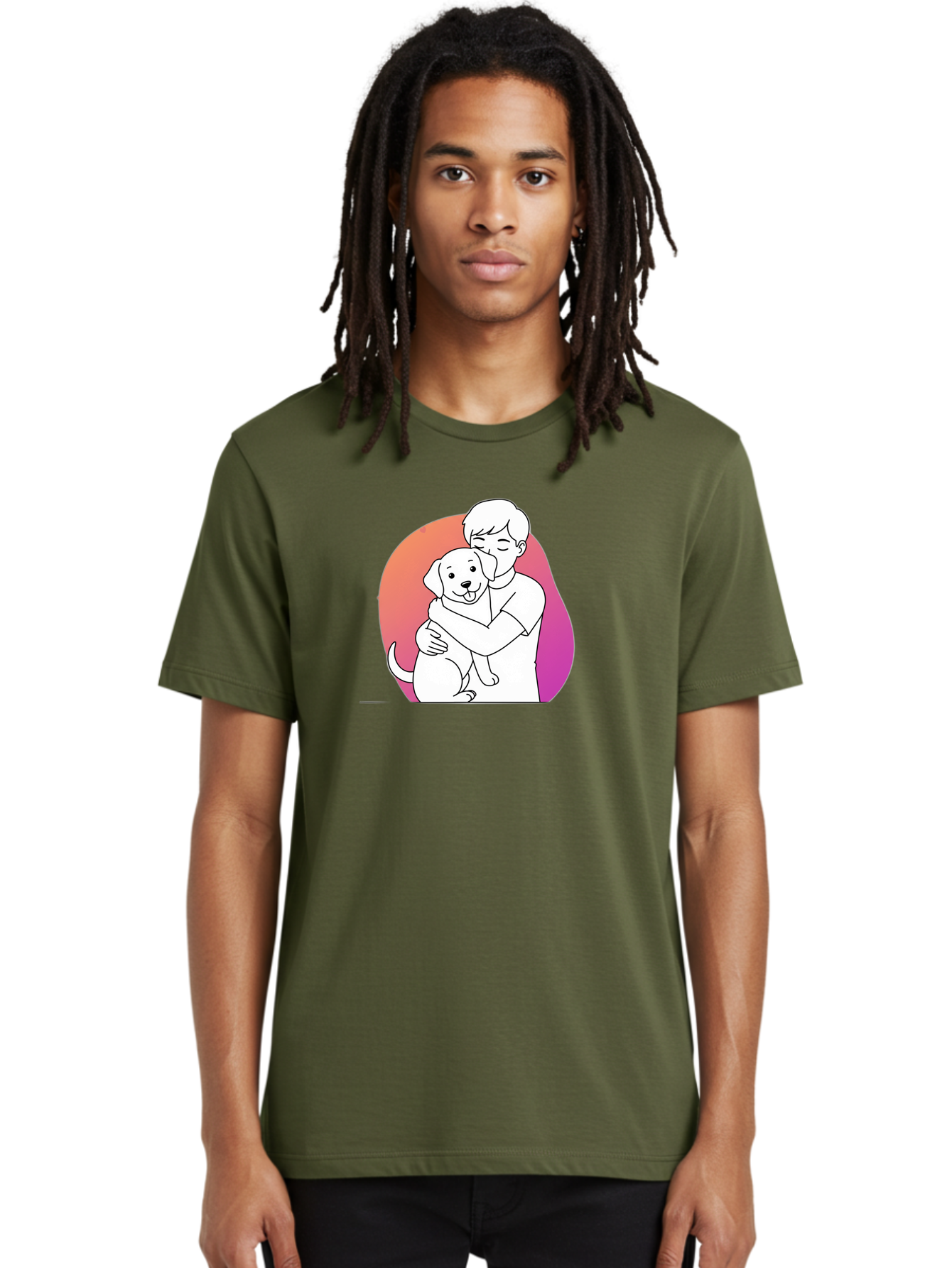 Boy-Hugging-Dog-1 Men'S Graphic Tee, 100% Cotton, Comfortable Casual Summer Wear, Machine Washable, Vintage Camera, Old Camera, Antique Camera, Black Camera, Classic Photography, Photography Equipment, Nostalgic Device, Film Camera, Camera Art Bah604