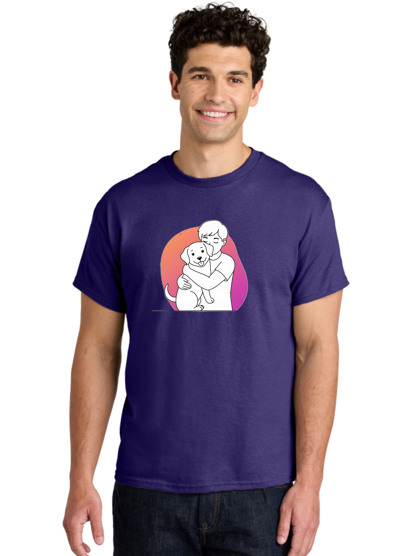 Boy-Hugging-Dog-1 Men'S Graphic Tee, 100% Cotton, Comfortable Casual Summer Wear, Machine Washable, Vintage Camera, Old Camera, Antique Camera, Black Camera, Classic Photography, Photography Equipment, Nostalgic Device, Film Camera, Camera Art Bah604
