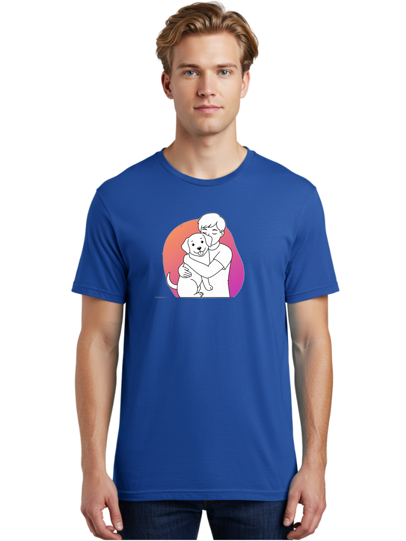 Boy-Hugging-Dog-1 Men'S Graphic Tee, 100% Cotton, Comfortable Casual Summer Wear, Machine Washable, Vintage Camera, Old Camera, Antique Camera, Black Camera, Classic Photography, Photography Equipment, Nostalgic Device, Film Camera, Camera Art Bah604