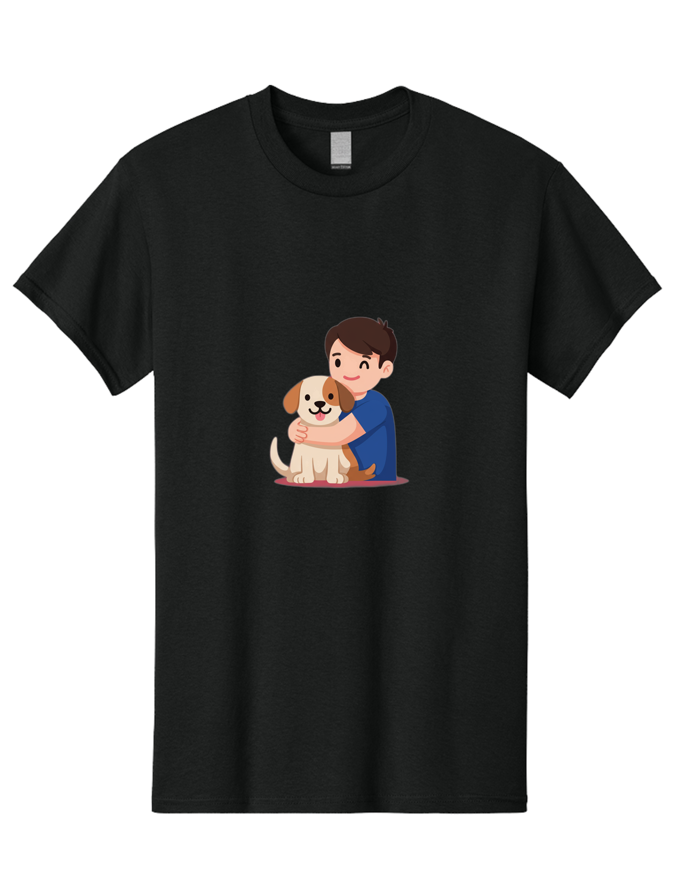 Boy-Hugging-Dog-2 Men'S Graphic Tee, 100% Cotton, Comfortable Casual Summer Wear, Machine Washable, Vintage Camera, Old Camera, Antique Camera, Black Camera, Classic Photography, Photography Equipment, Nostalgic Device, Film Camera, Camera Art Bah605