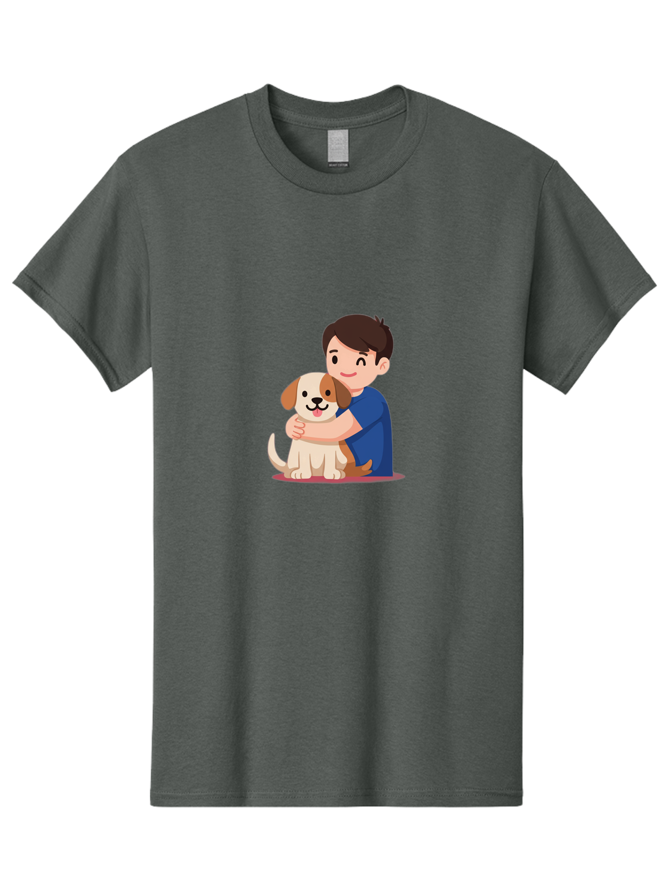 Boy-Hugging-Dog-2 Men'S Graphic Tee, 100% Cotton, Comfortable Casual Summer Wear, Machine Washable, Vintage Camera, Old Camera, Antique Camera, Black Camera, Classic Photography, Photography Equipment, Nostalgic Device, Film Camera, Camera Art Bah605