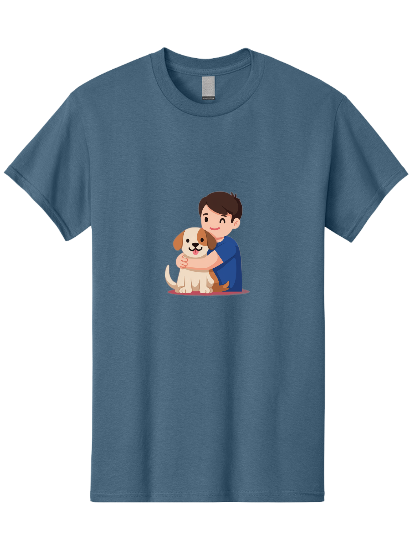 Boy-Hugging-Dog-2 Men'S Graphic Tee, 100% Cotton, Comfortable Casual Summer Wear, Machine Washable, Vintage Camera, Old Camera, Antique Camera, Black Camera, Classic Photography, Photography Equipment, Nostalgic Device, Film Camera, Camera Art Bah605