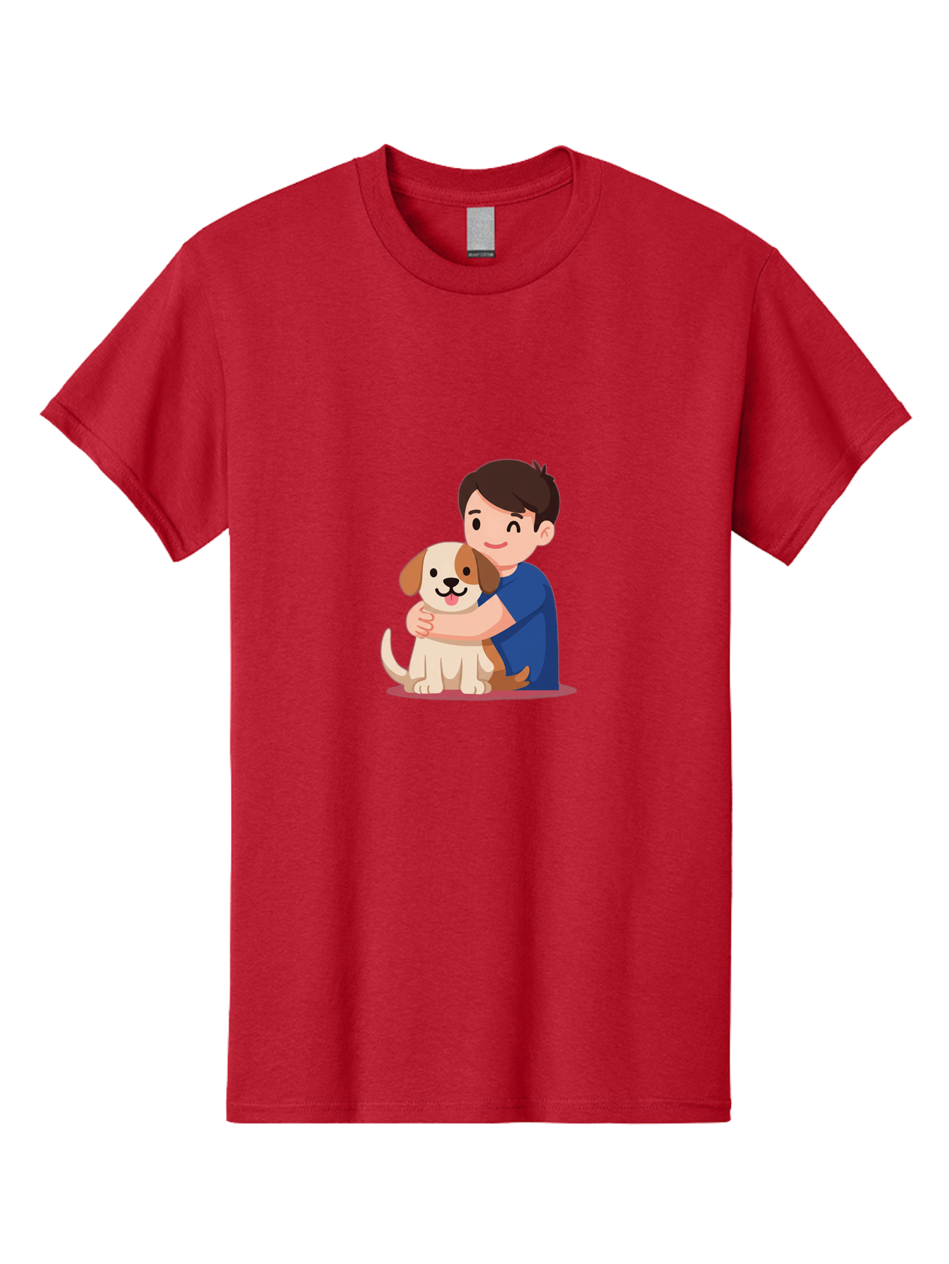 Boy-Hugging-Dog-2 Men'S Graphic Tee, 100% Cotton, Comfortable Casual Summer Wear, Machine Washable, Vintage Camera, Old Camera, Antique Camera, Black Camera, Classic Photography, Photography Equipment, Nostalgic Device, Film Camera, Camera Art Bah605