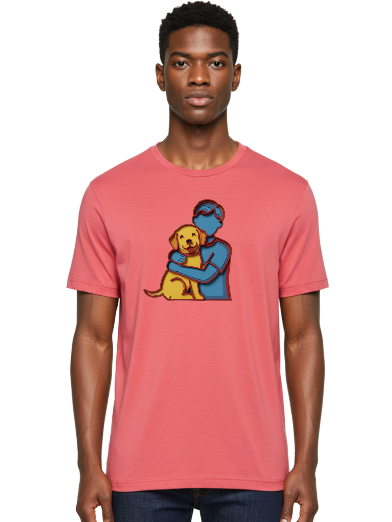 Boy-Hugging-Dog-3 Men'S Graphic Tee, 100% Cotton, Comfortable Casual Summer Wear, Machine Washable, Vintage Camera, Old Camera, Antique Camera, Black Camera, Classic Photography, Photography Equipment, Nostalgic Device, Film Camera, Camera Art Bah606