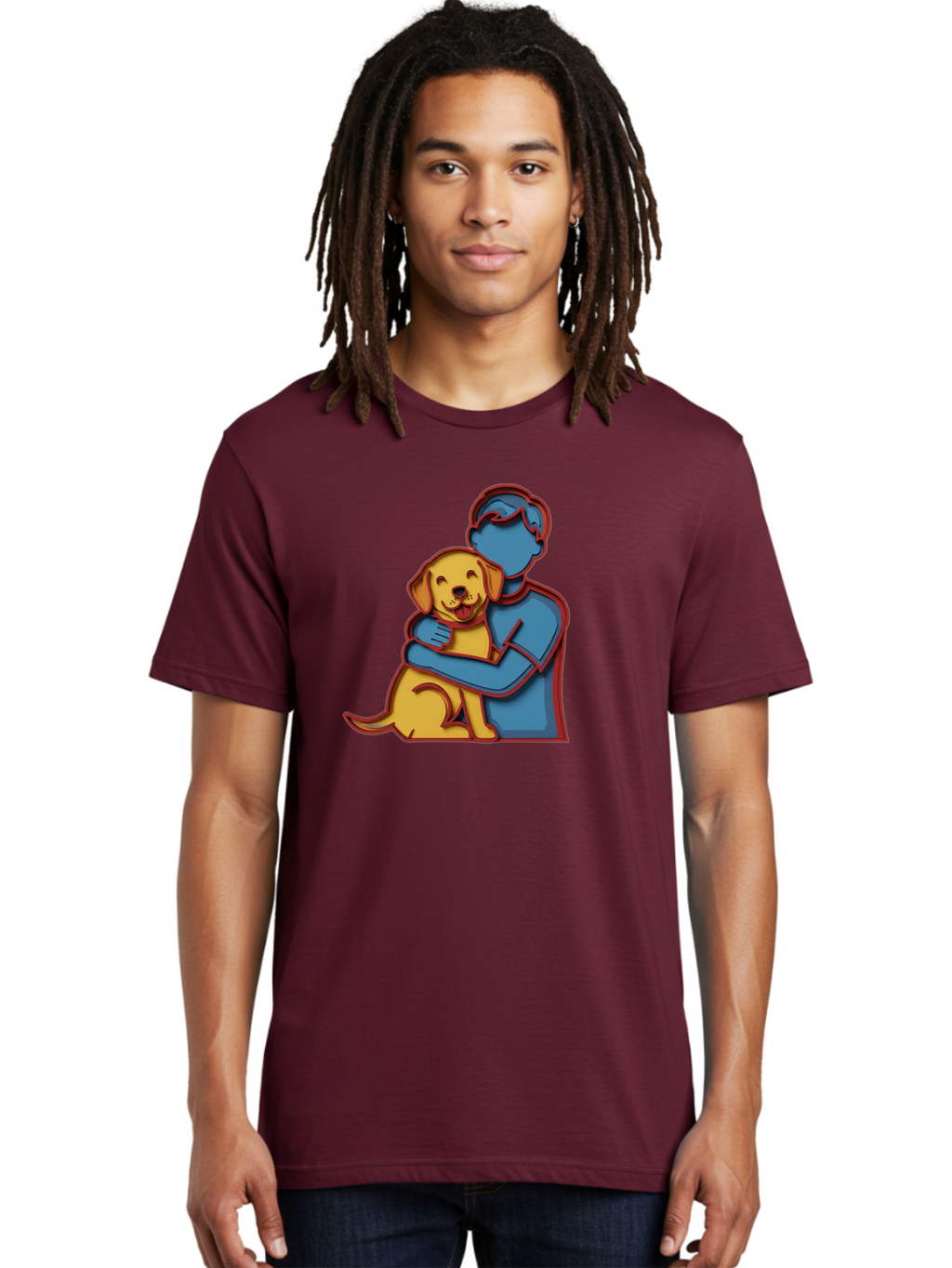 Boy-Hugging-Dog-3 Men'S Graphic Tee, 100% Cotton, Comfortable Casual Summer Wear, Machine Washable, Vintage Camera, Old Camera, Antique Camera, Black Camera, Classic Photography, Photography Equipment, Nostalgic Device, Film Camera, Camera Art Bah606