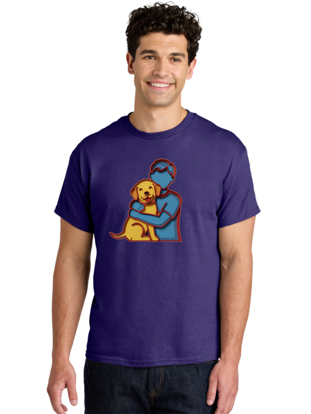 Boy-Hugging-Dog-3 Men'S Graphic Tee, 100% Cotton, Comfortable Casual Summer Wear, Machine Washable, Vintage Camera, Old Camera, Antique Camera, Black Camera, Classic Photography, Photography Equipment, Nostalgic Device, Film Camera, Camera Art Bah606