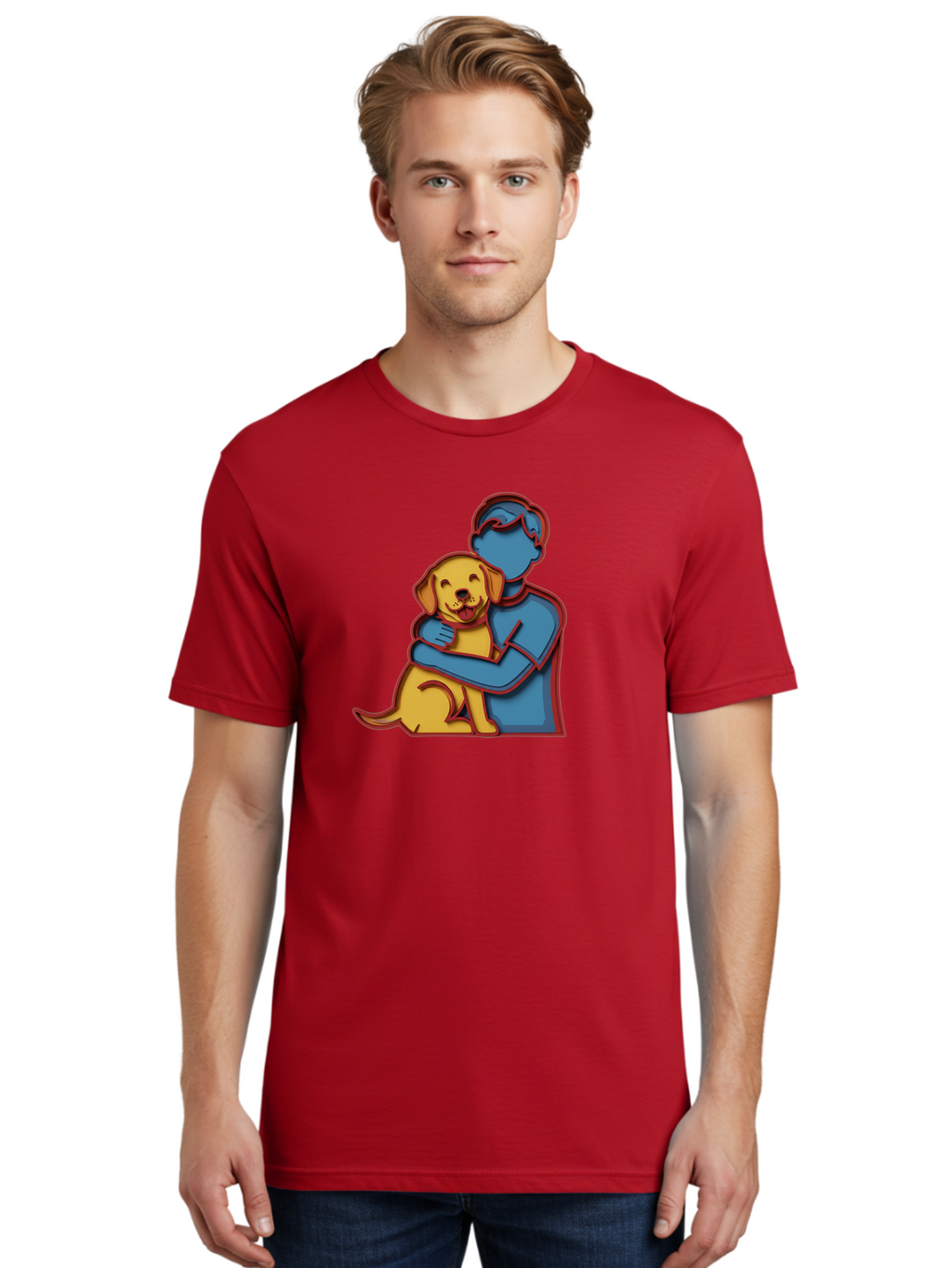 Boy-Hugging-Dog-3 Men'S Graphic Tee, 100% Cotton, Comfortable Casual Summer Wear, Machine Washable, Vintage Camera, Old Camera, Antique Camera, Black Camera, Classic Photography, Photography Equipment, Nostalgic Device, Film Camera, Camera Art Bah606