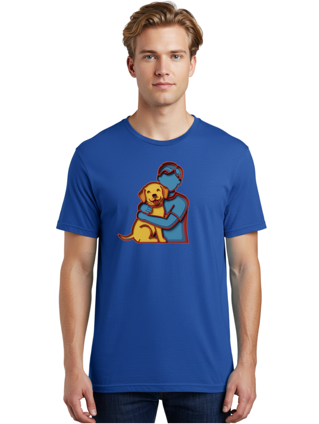 Boy-Hugging-Dog-3 Men'S Graphic Tee, 100% Cotton, Comfortable Casual Summer Wear, Machine Washable, Vintage Camera, Old Camera, Antique Camera, Black Camera, Classic Photography, Photography Equipment, Nostalgic Device, Film Camera, Camera Art Bah606